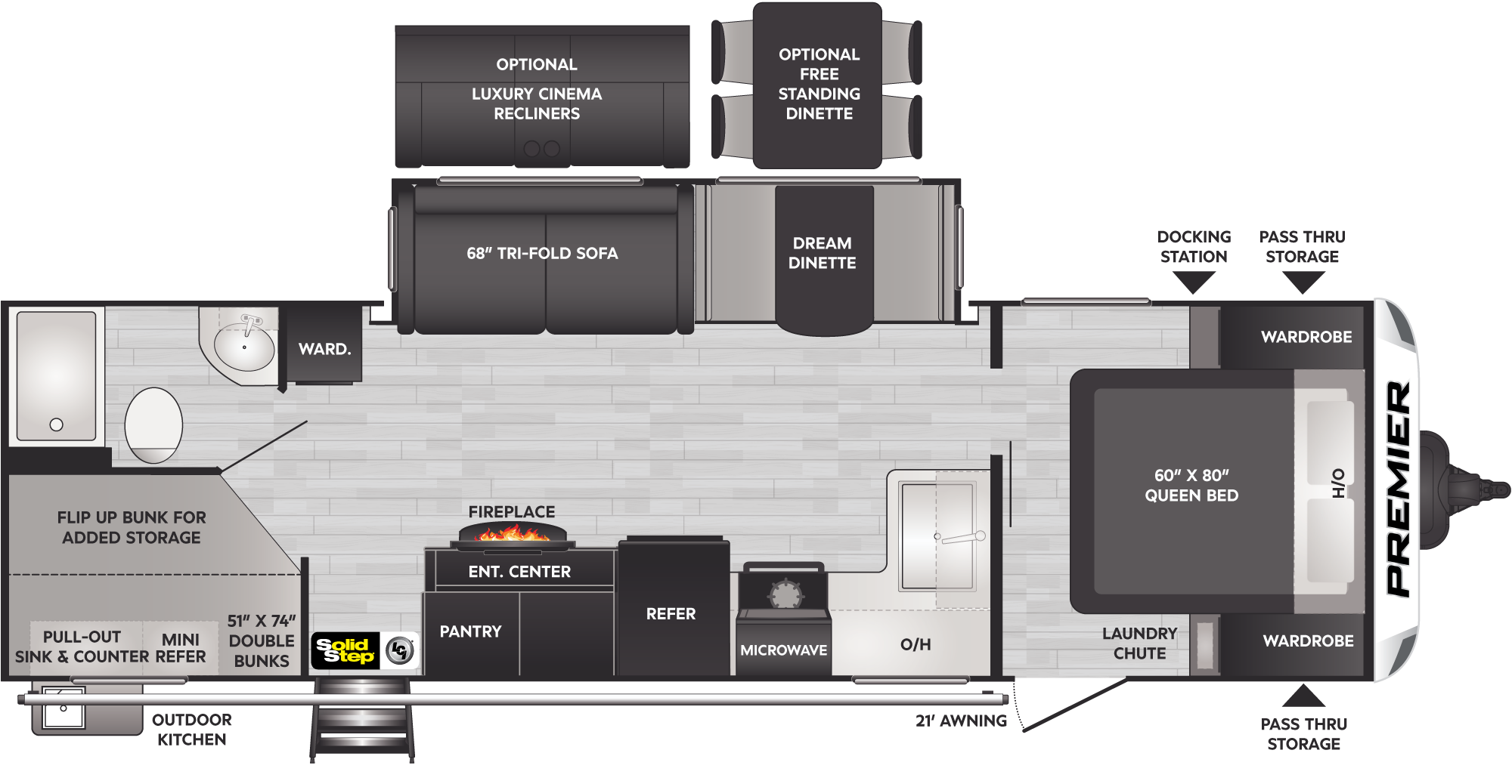 2023 Keystone Premier 29BHPR floorplan diagram