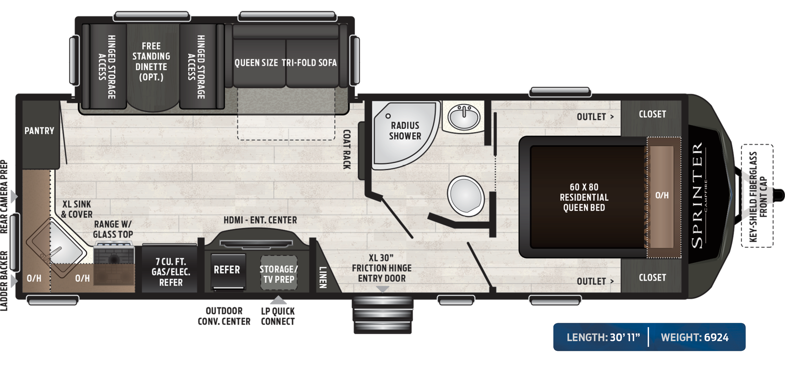 Sprinter Campfire 26RK floorplan