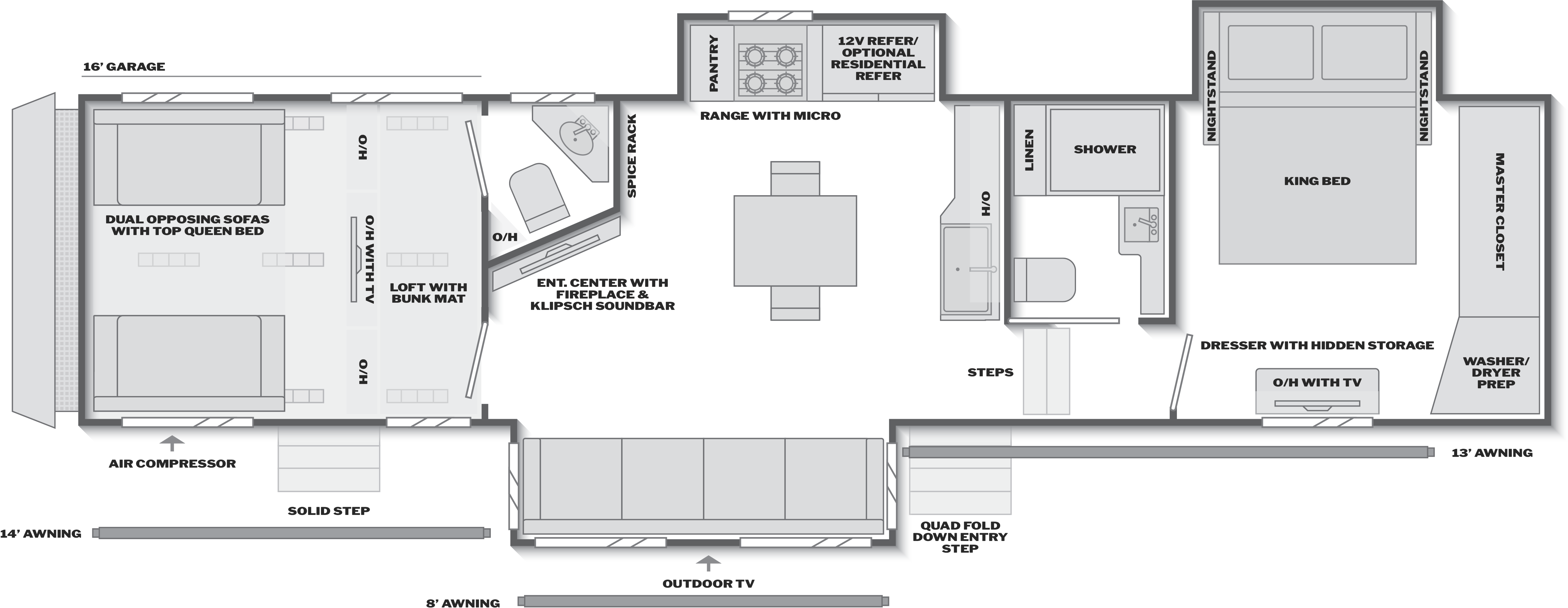 Floorplan of RV model 419