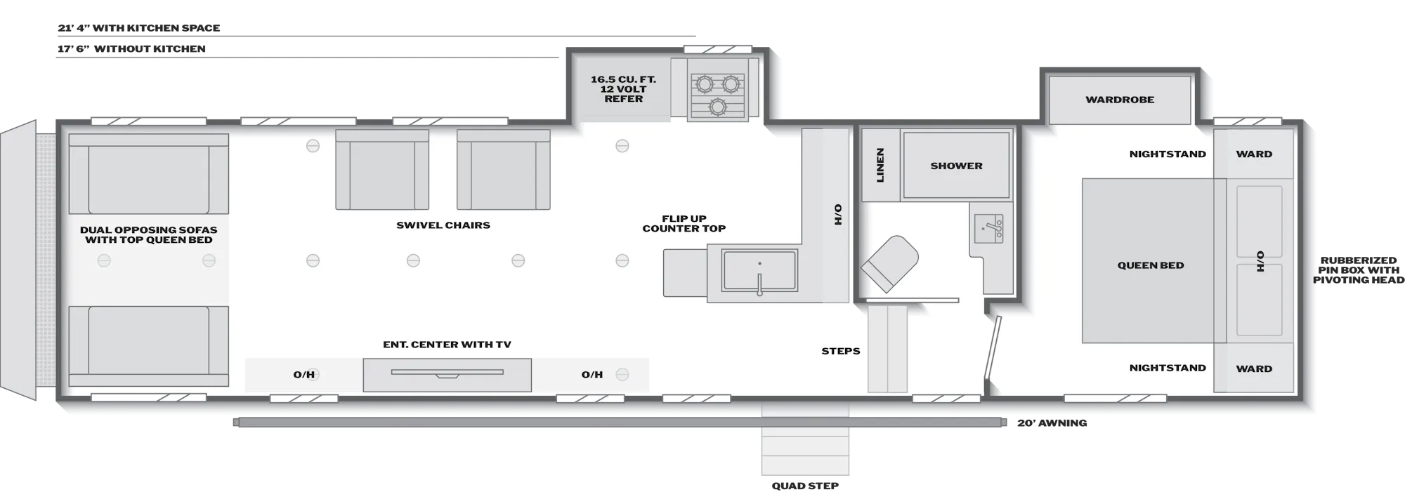 2027 Keystone Carbon 363 floor plan diagram — Toy Hauler, sleeps 6