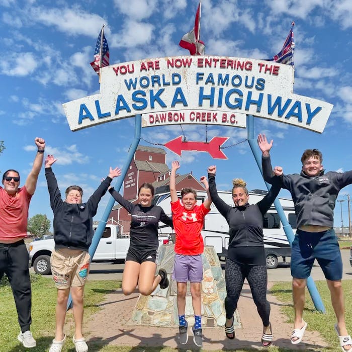 Family traveling in RV across Alaska
