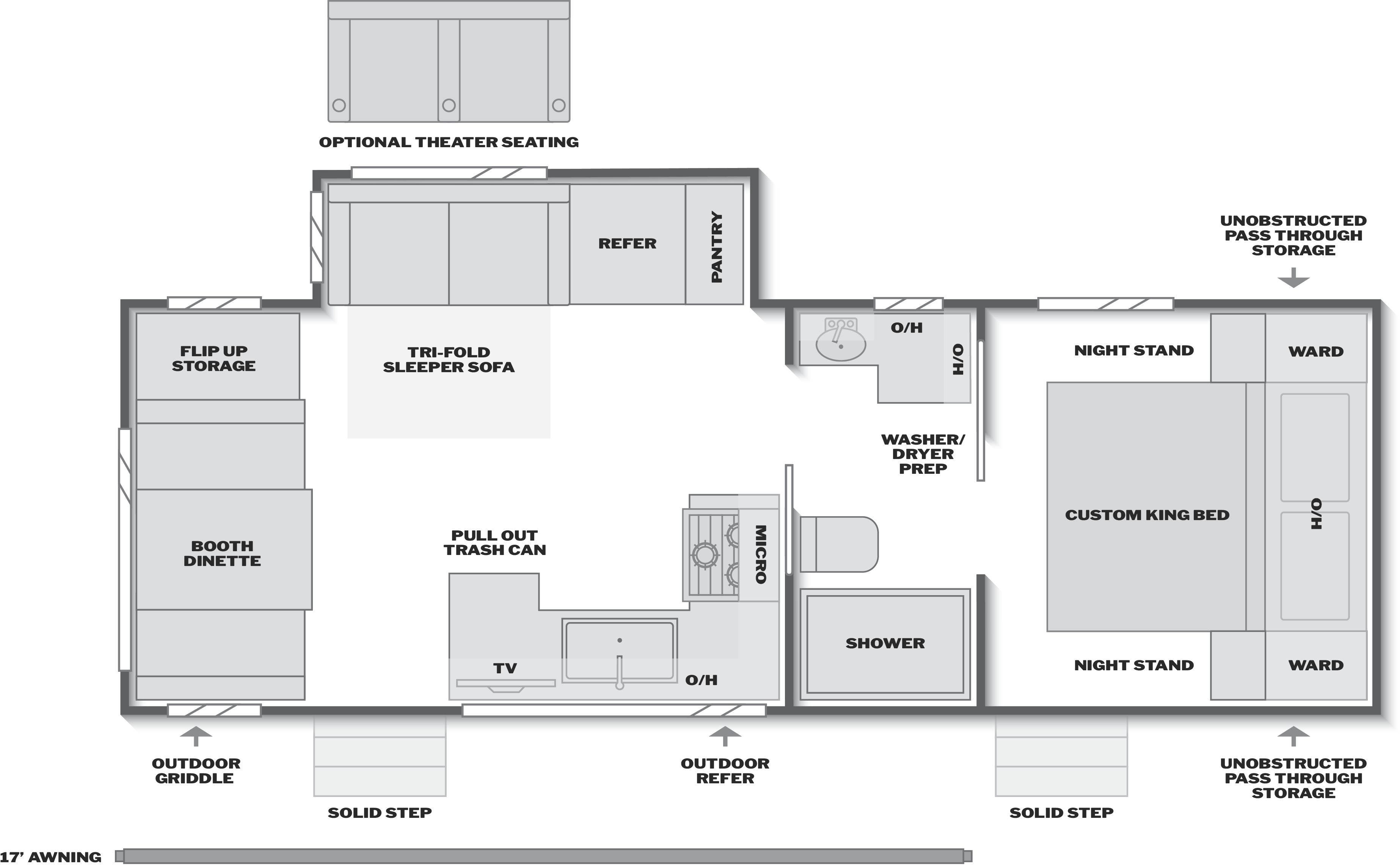 Floorplan of RV model 259REV