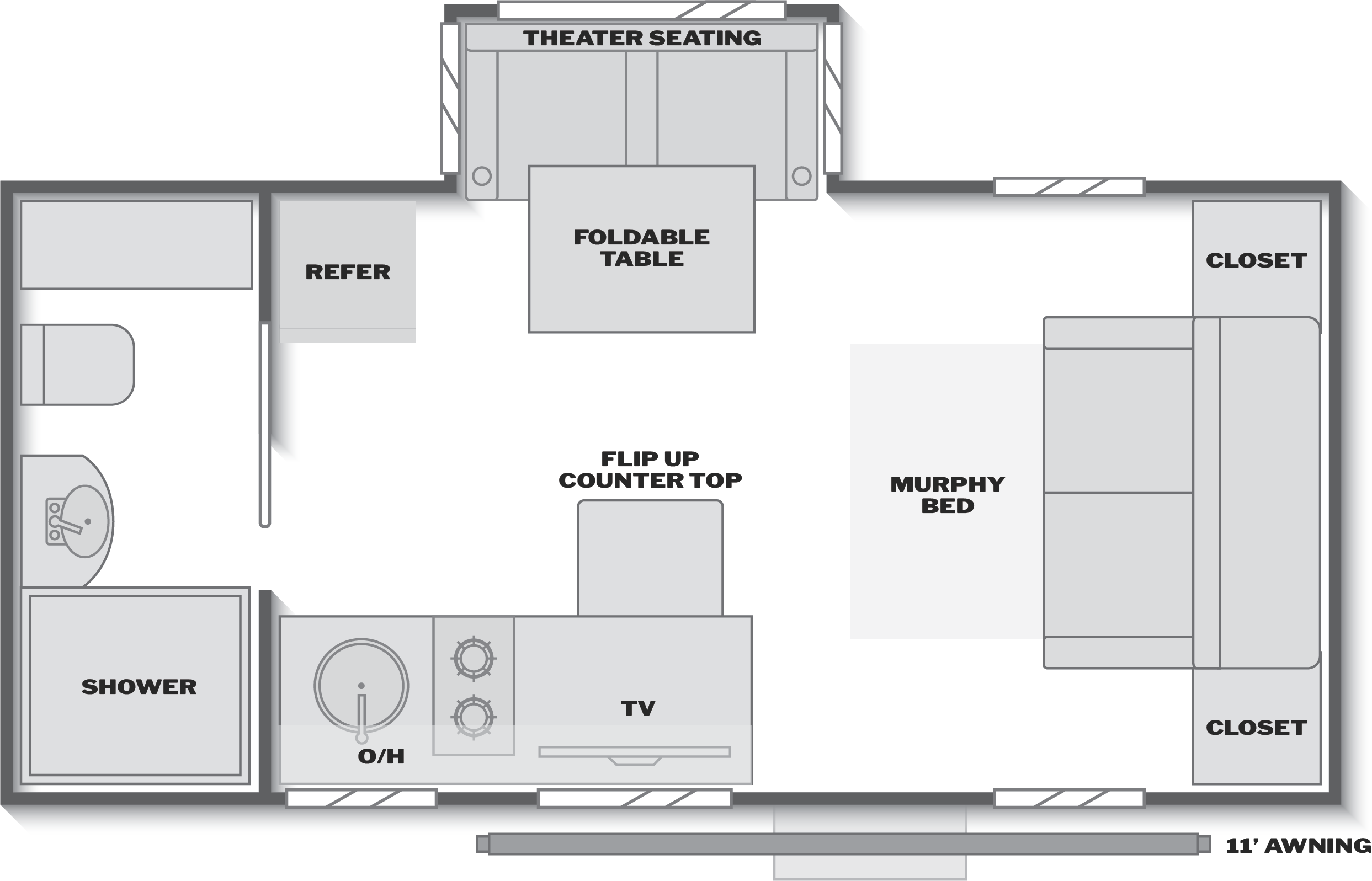 Floorplan of RV model 18RBS