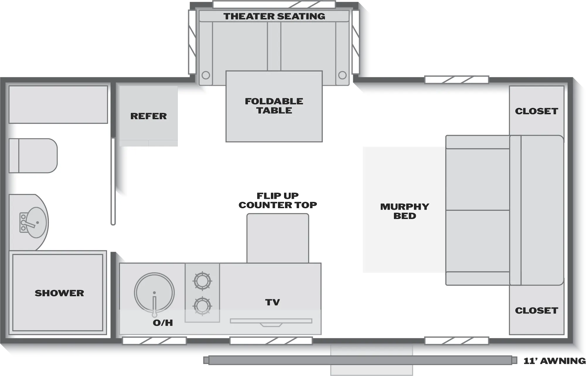 2026 Keystone Sprout 18RBS floor plan diagram — Travel Trailer, sleeps 4