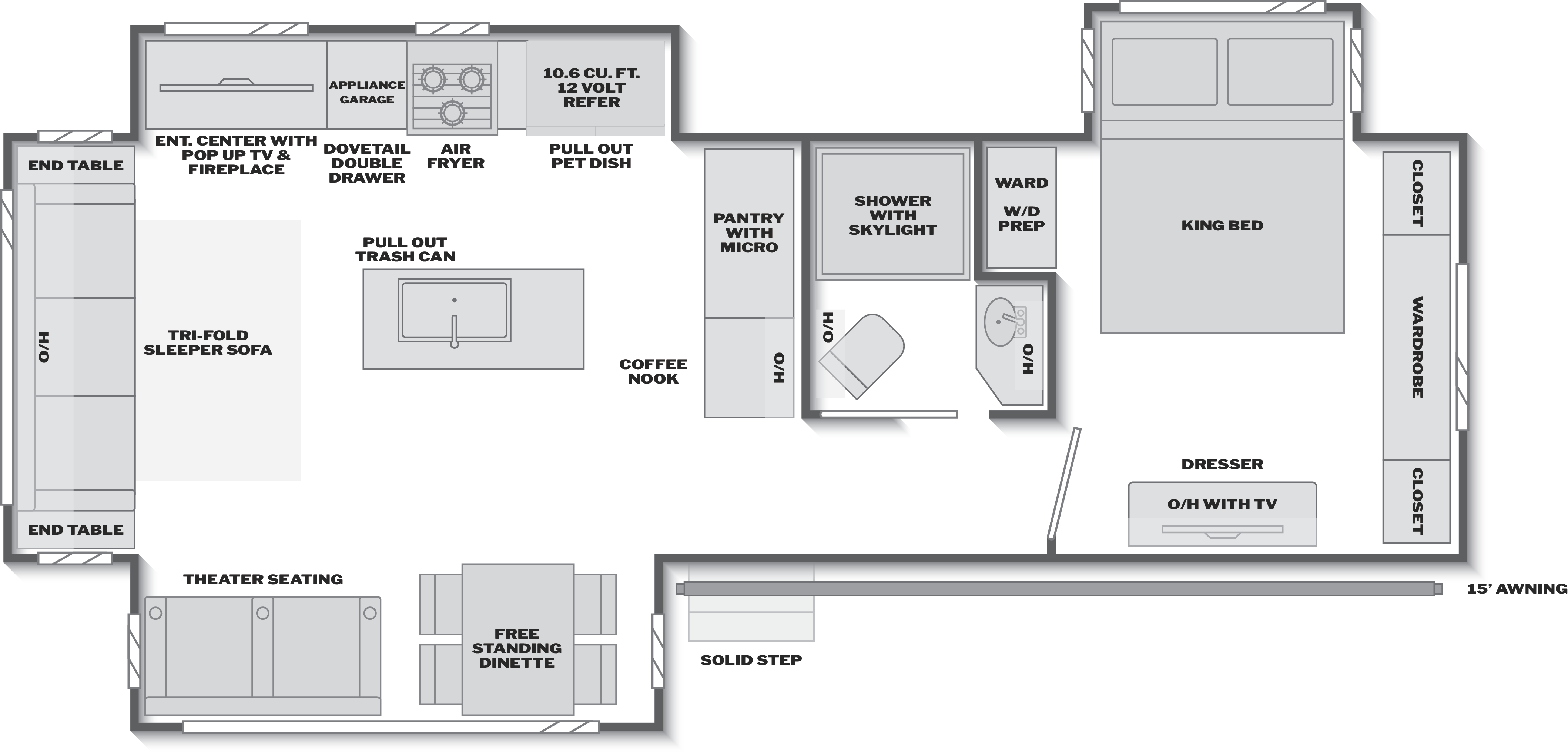 Floorplan of RV model 345RL
