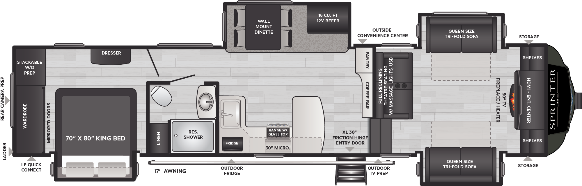 2024 Keystone Sprinter Limited 3670FLS floorplan diagram
