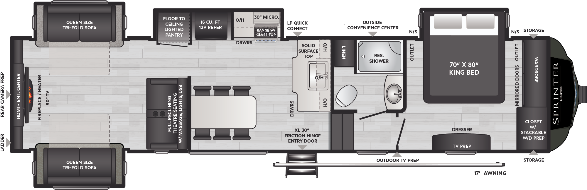 2024 Keystone Sprinter Limited 3530DEN floorplan diagram