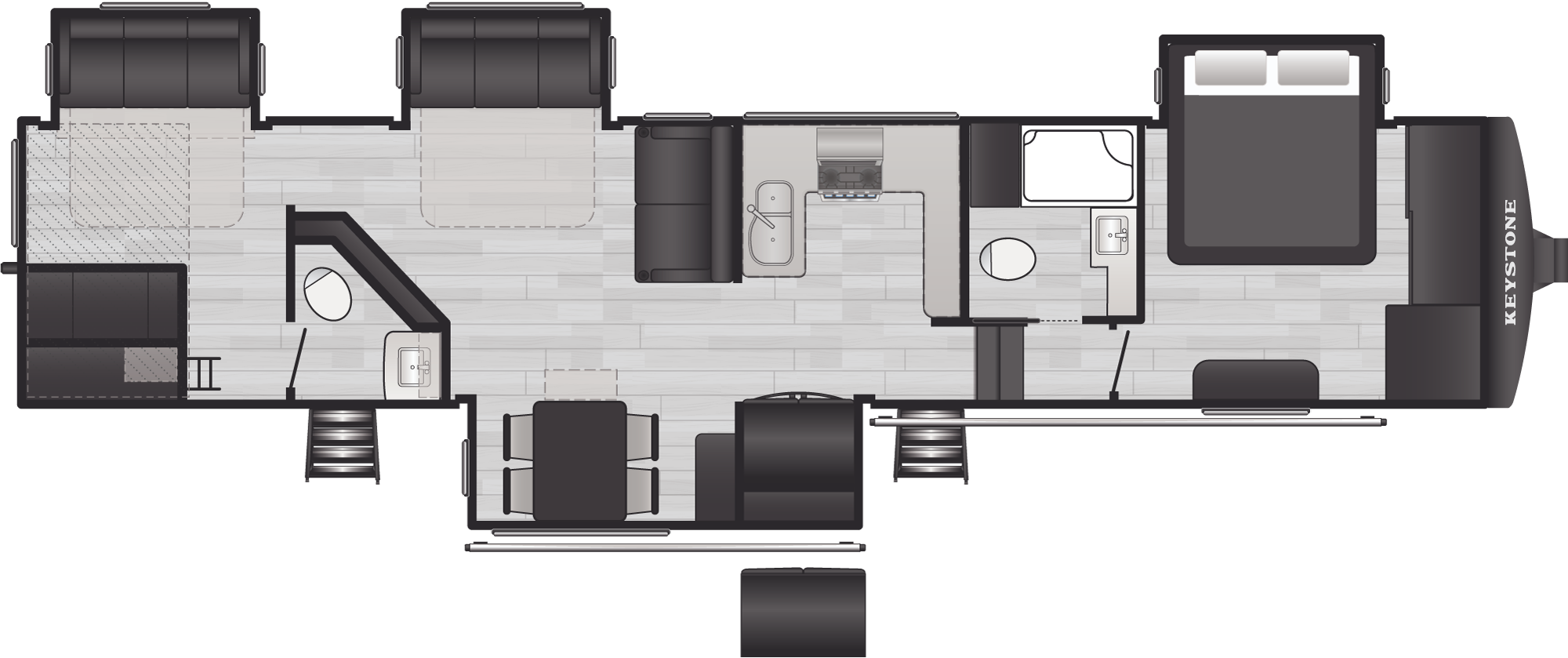 Floorplan of RV model 380LT