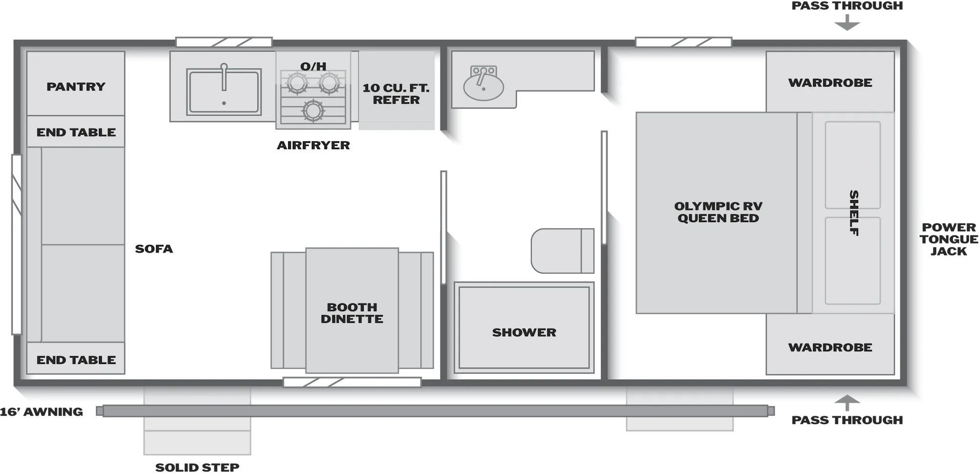 2026 Keystone Springdale 2100RLWE floor plan diagram — Rear Living, sleeps 4