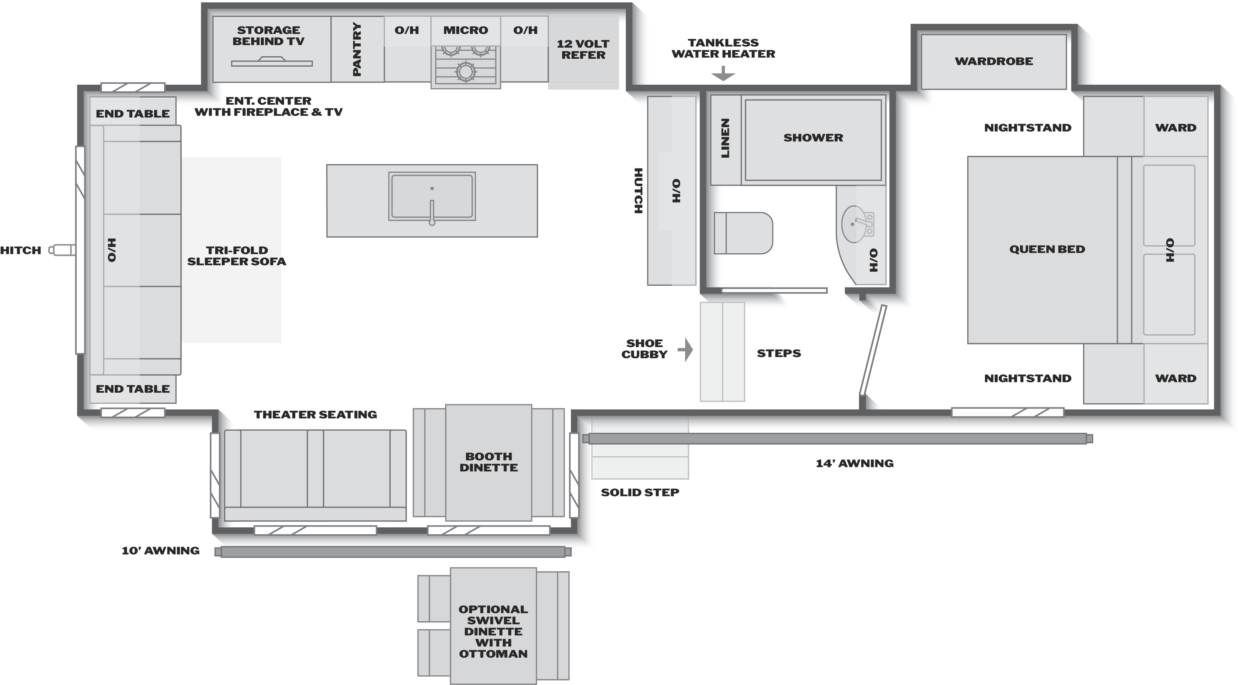 Floorplan of RV model 292SLRL