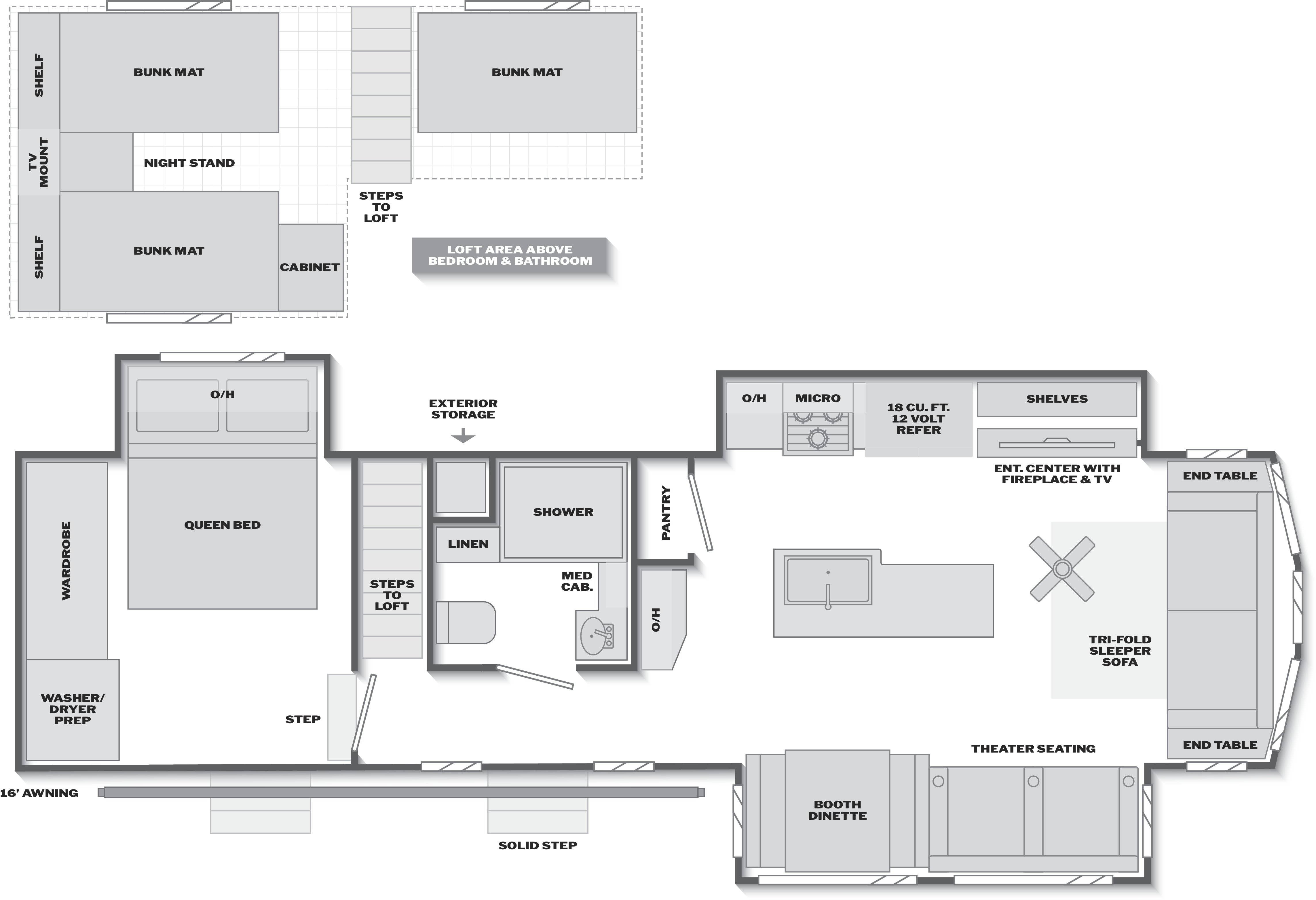 Floorplan of RV model 3600DLFT