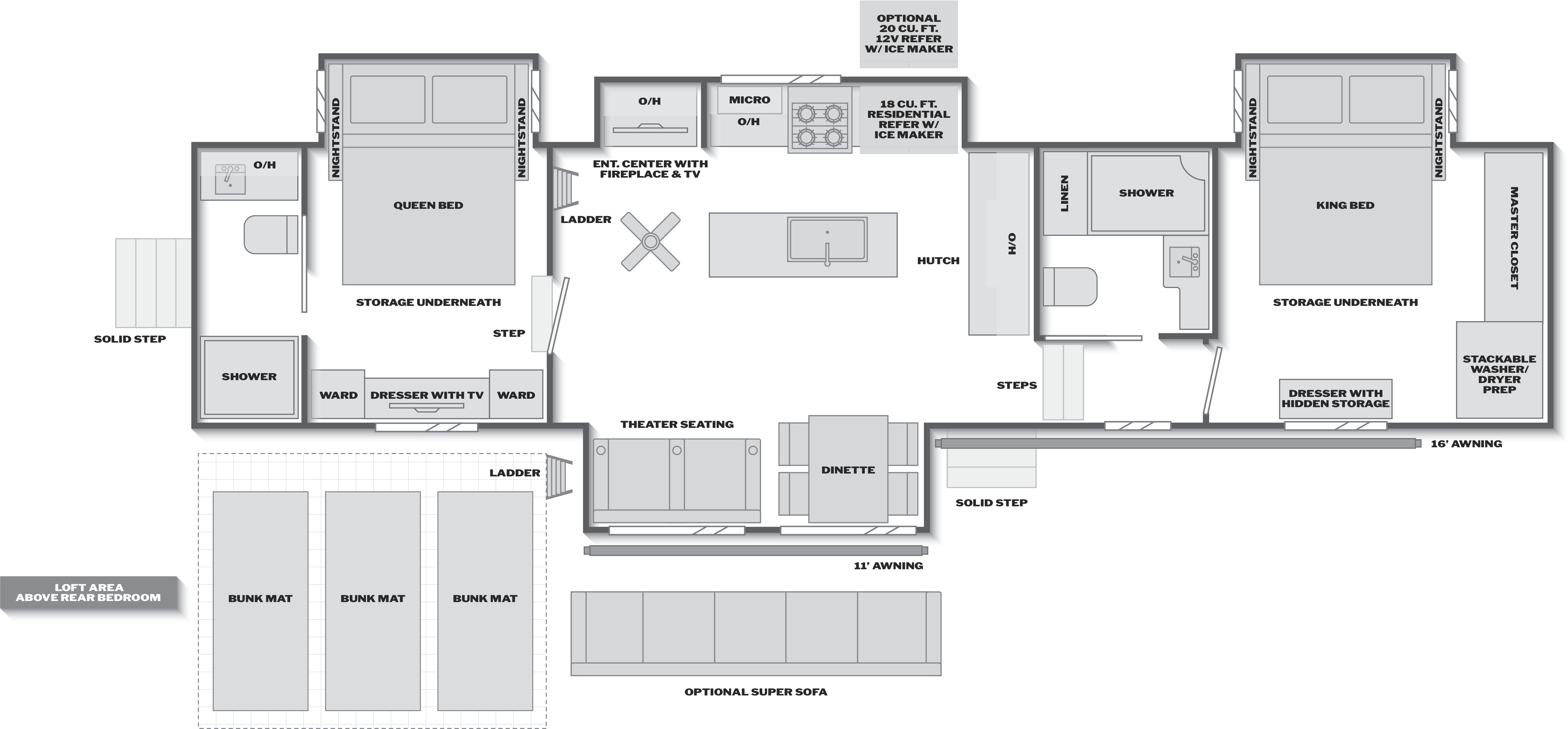 Floorplan of RV model 390DS