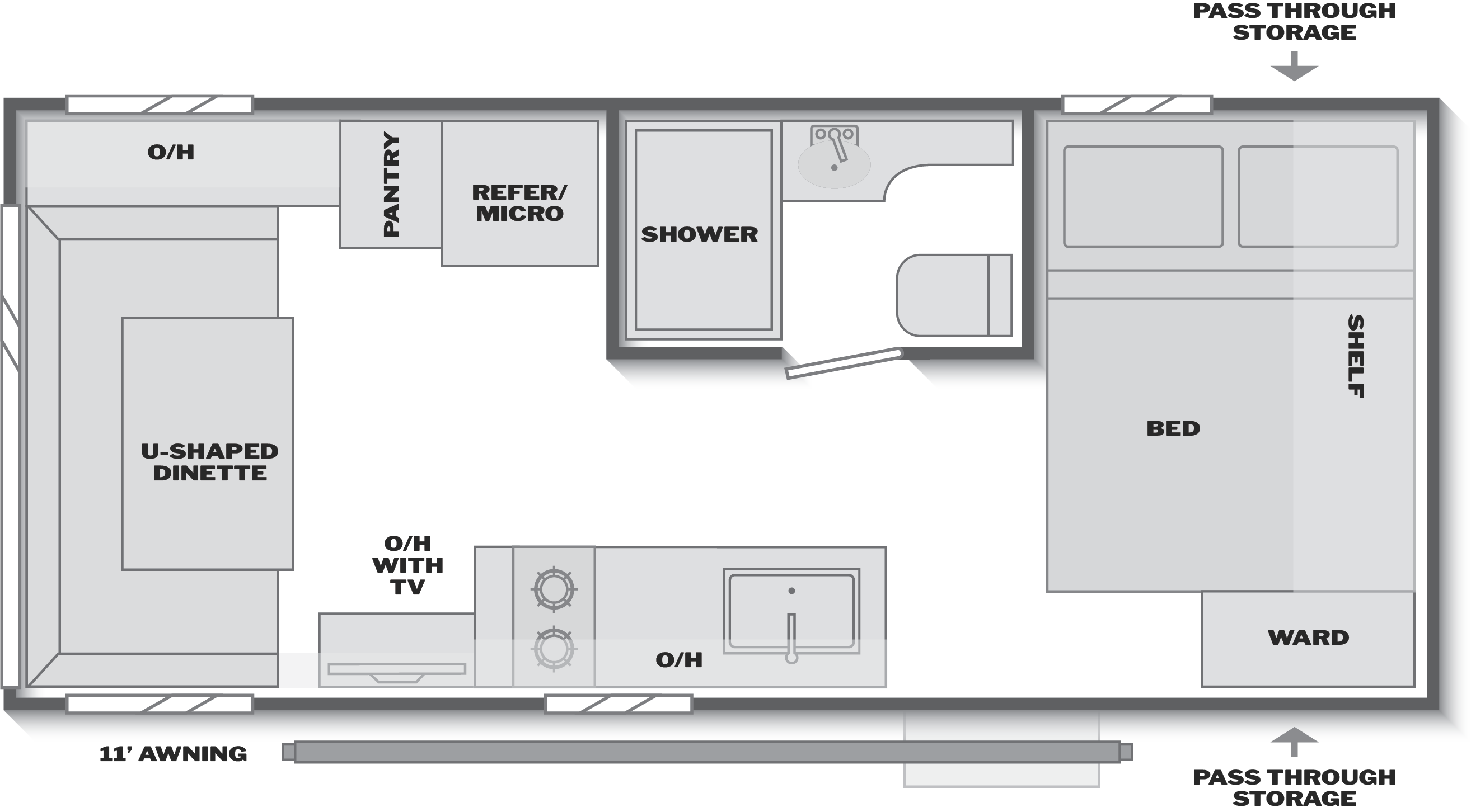 Floorplan of RV model 19RDC