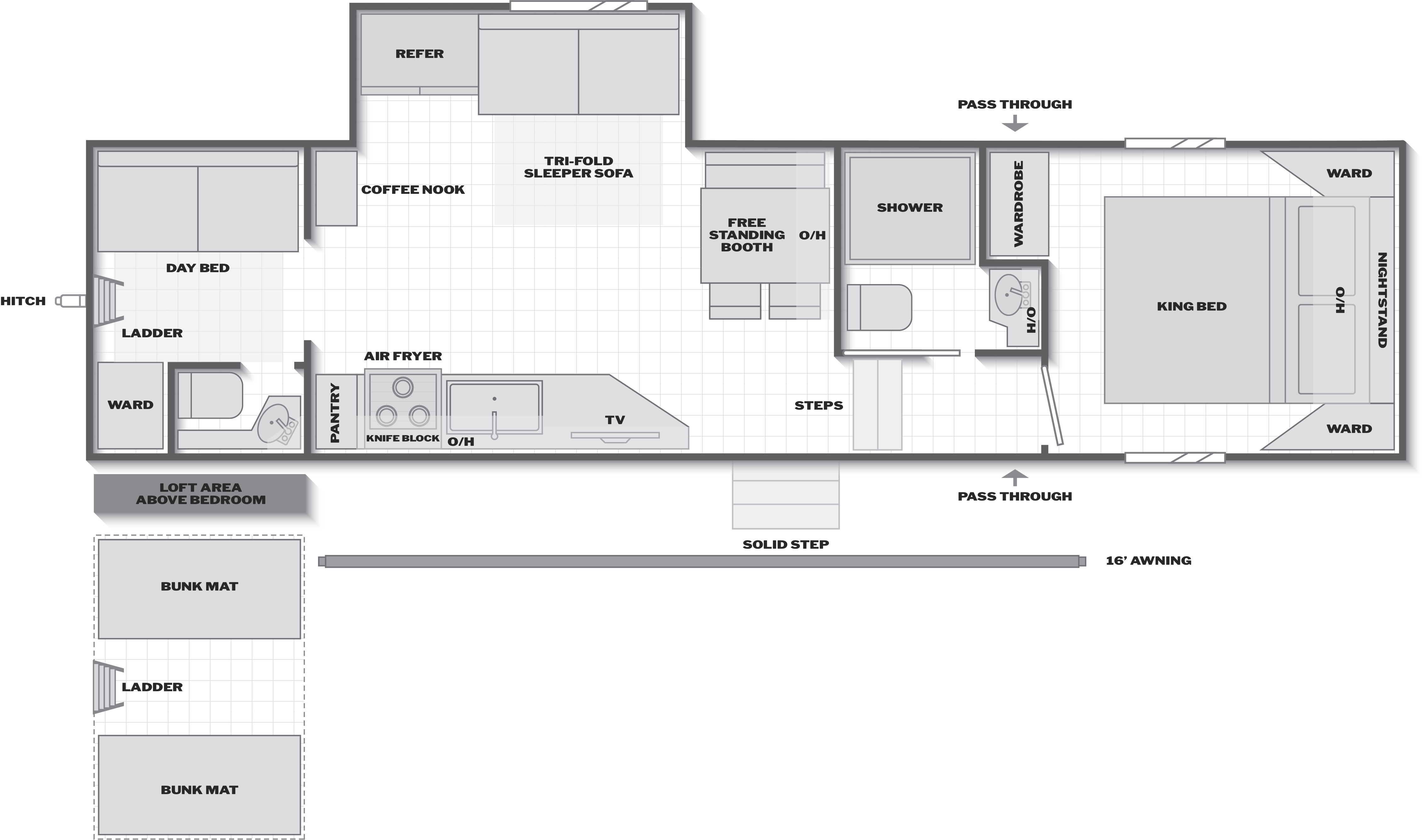 Floorplan of RV model 3000LOFT