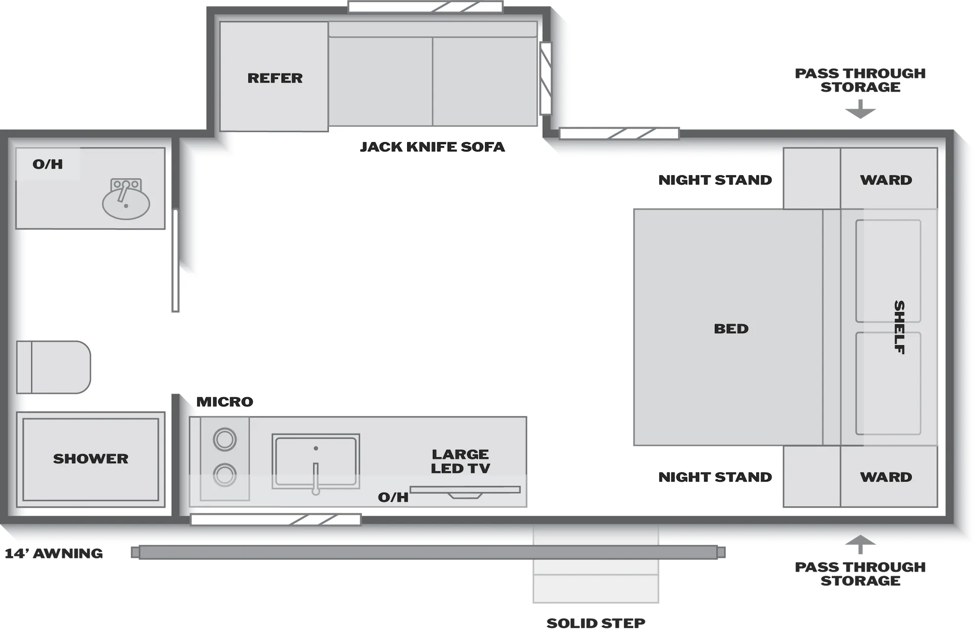 2027 Keystone Passport Classic 180RBCWE floor plan diagram — Travel Trailer, sleeps 4