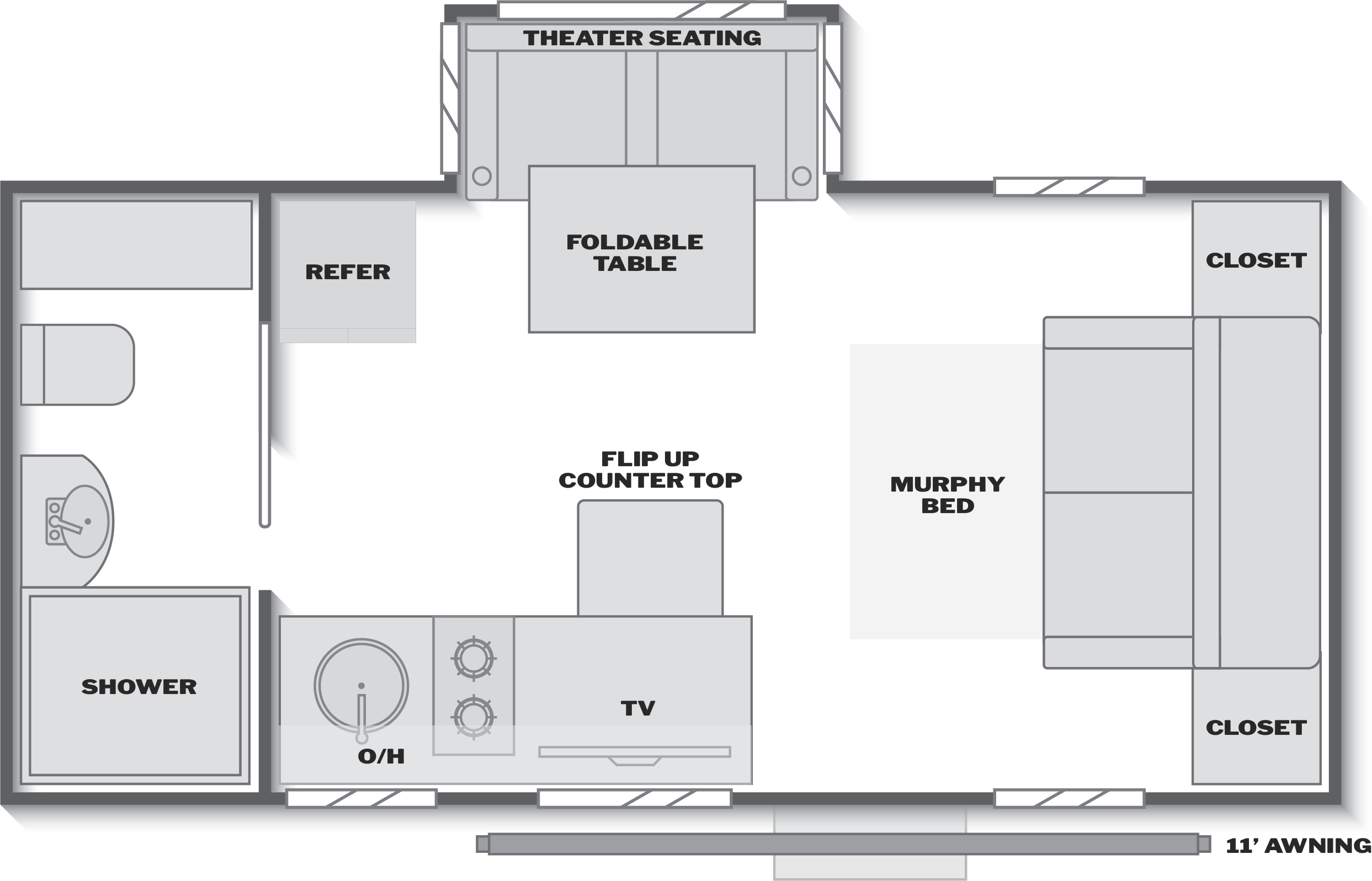 Floorplan of RV model 18RB