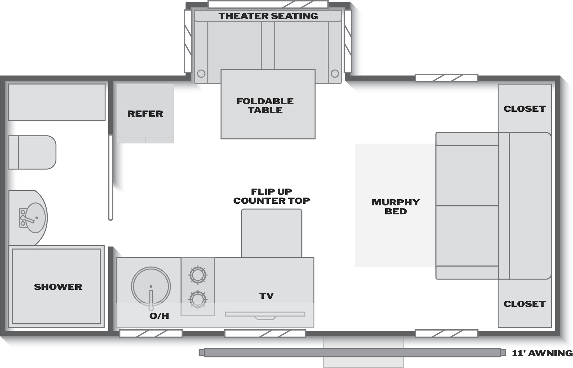2027 Keystone Reign 18RB floor plan diagram — Travel Trailer, sleeps 4