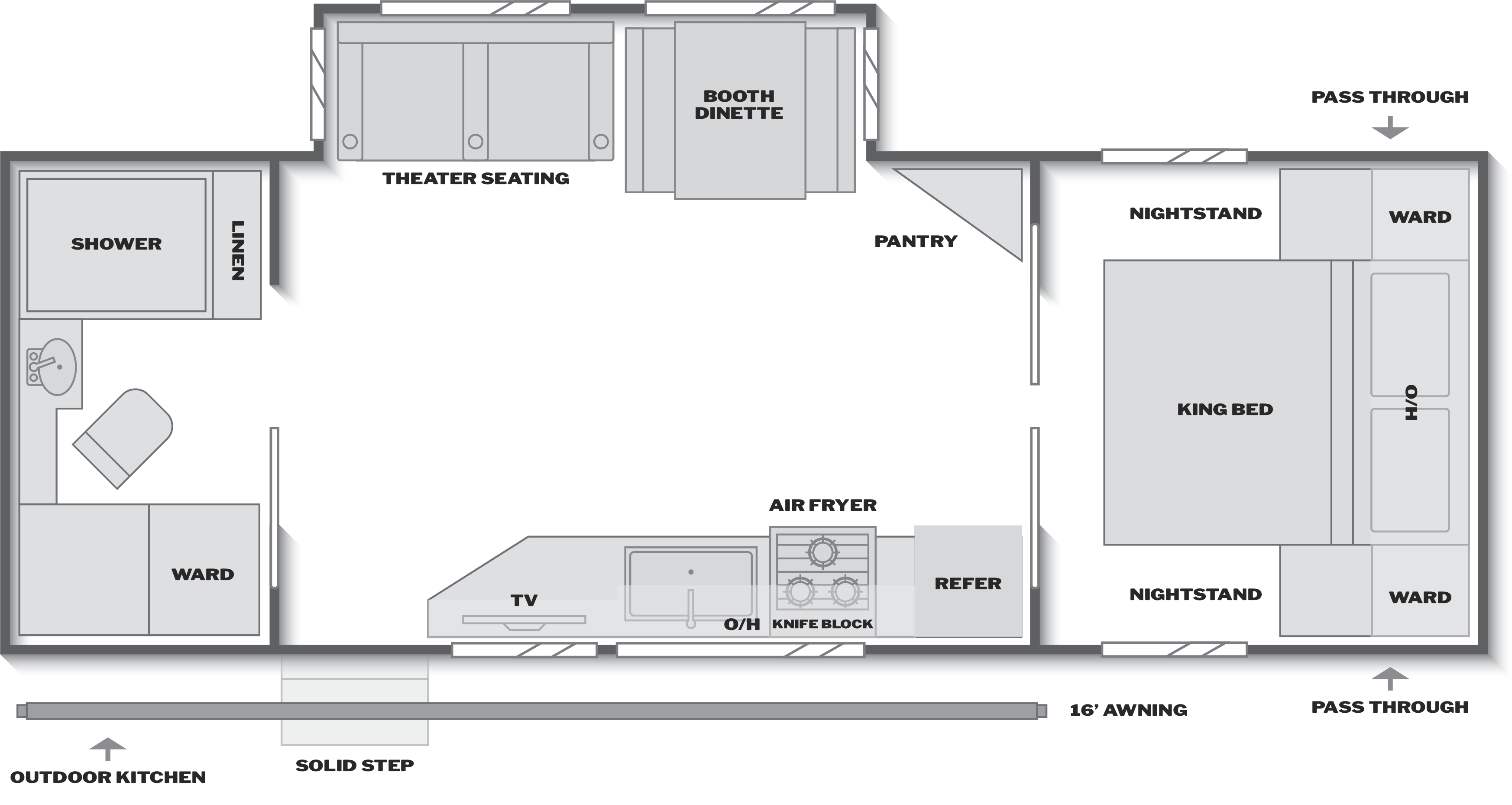 Floorplan of RV model 2600RB