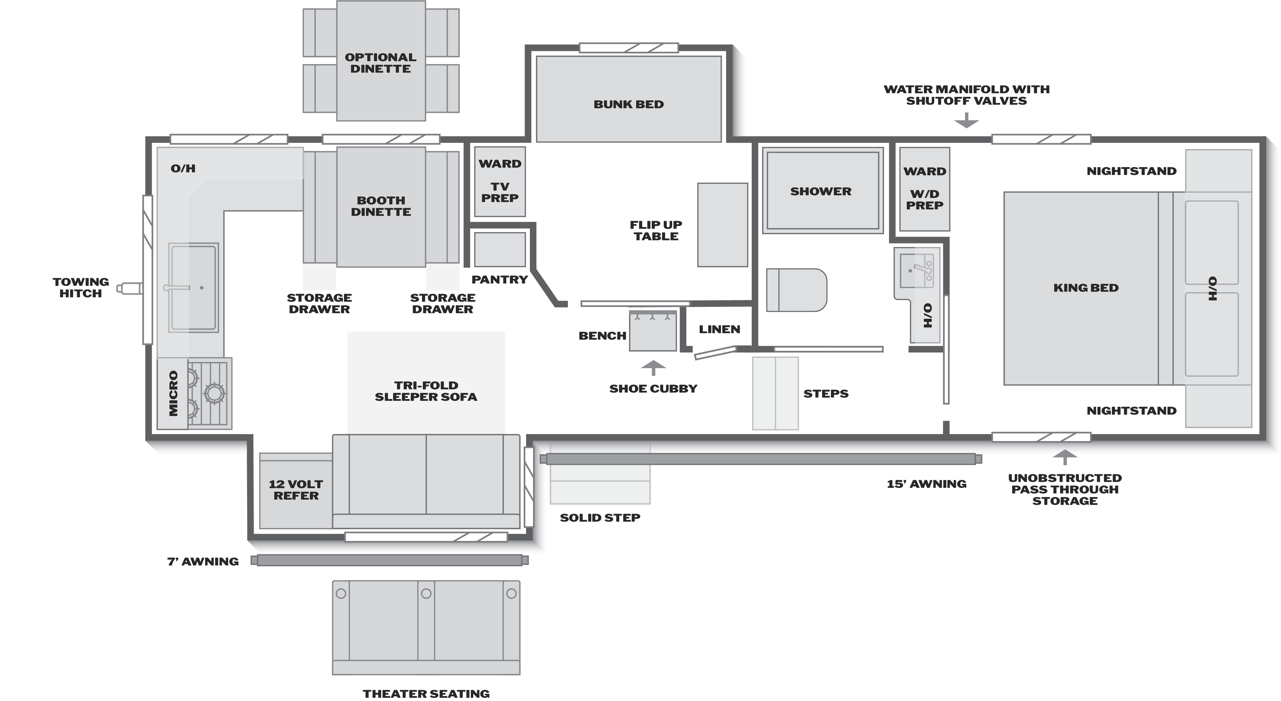 Floorplan of RV model 29MBD