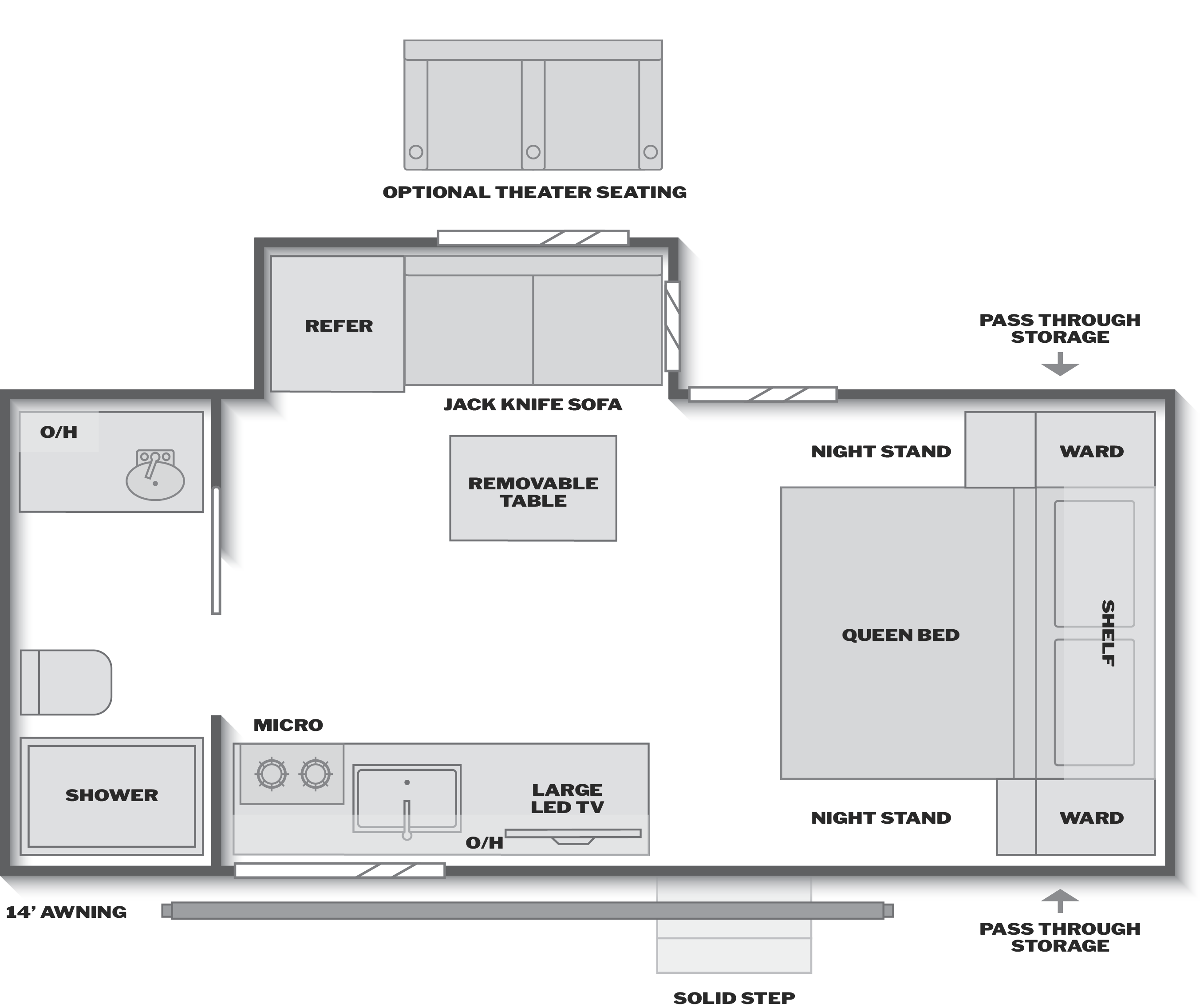 Floorplan of RV model 180RBC