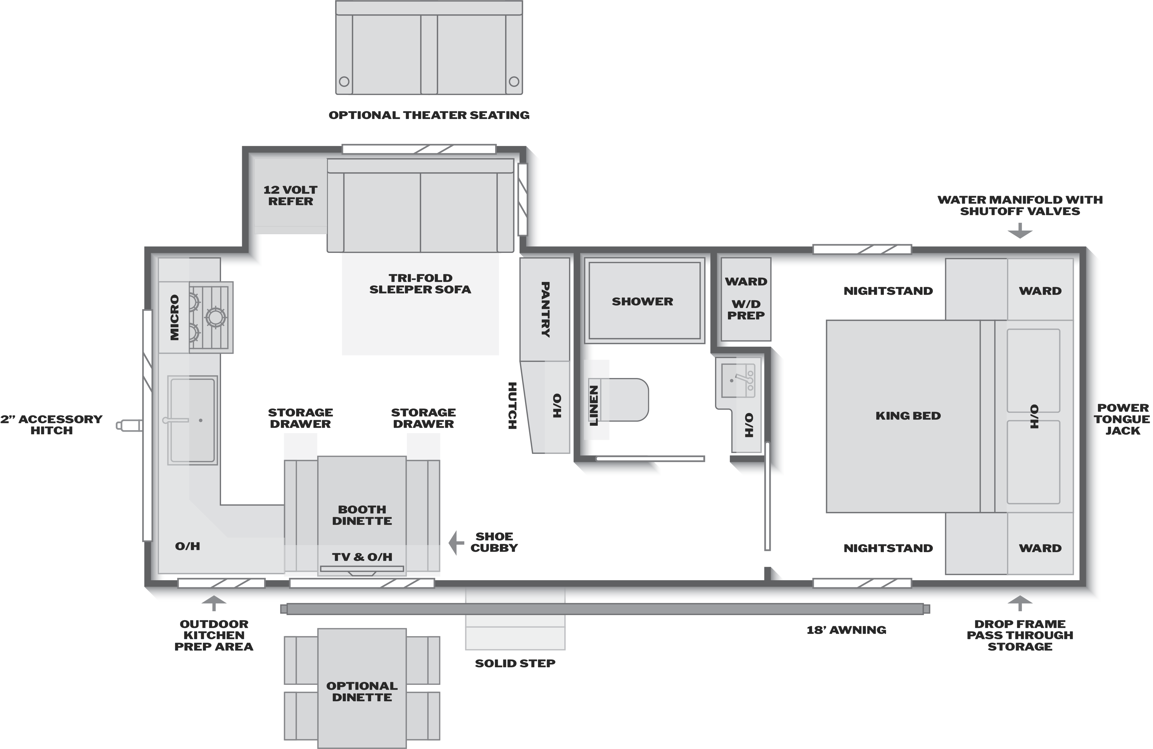 Floorplan of RV model 25MLE