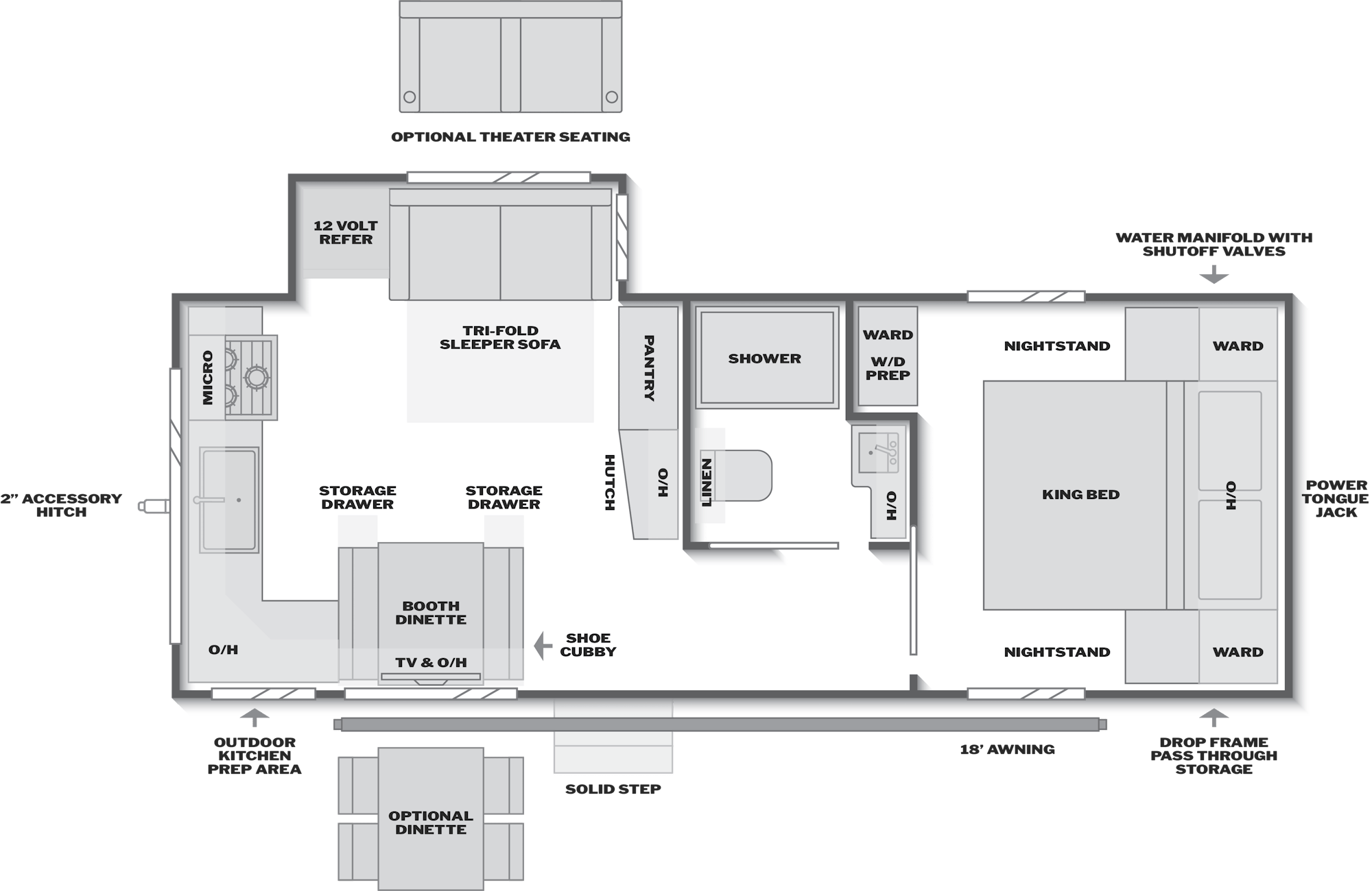 2027 Keystone Cougar Half-Ton 25MLE floor plan diagram — Rear Kitchen, sleeps 6
