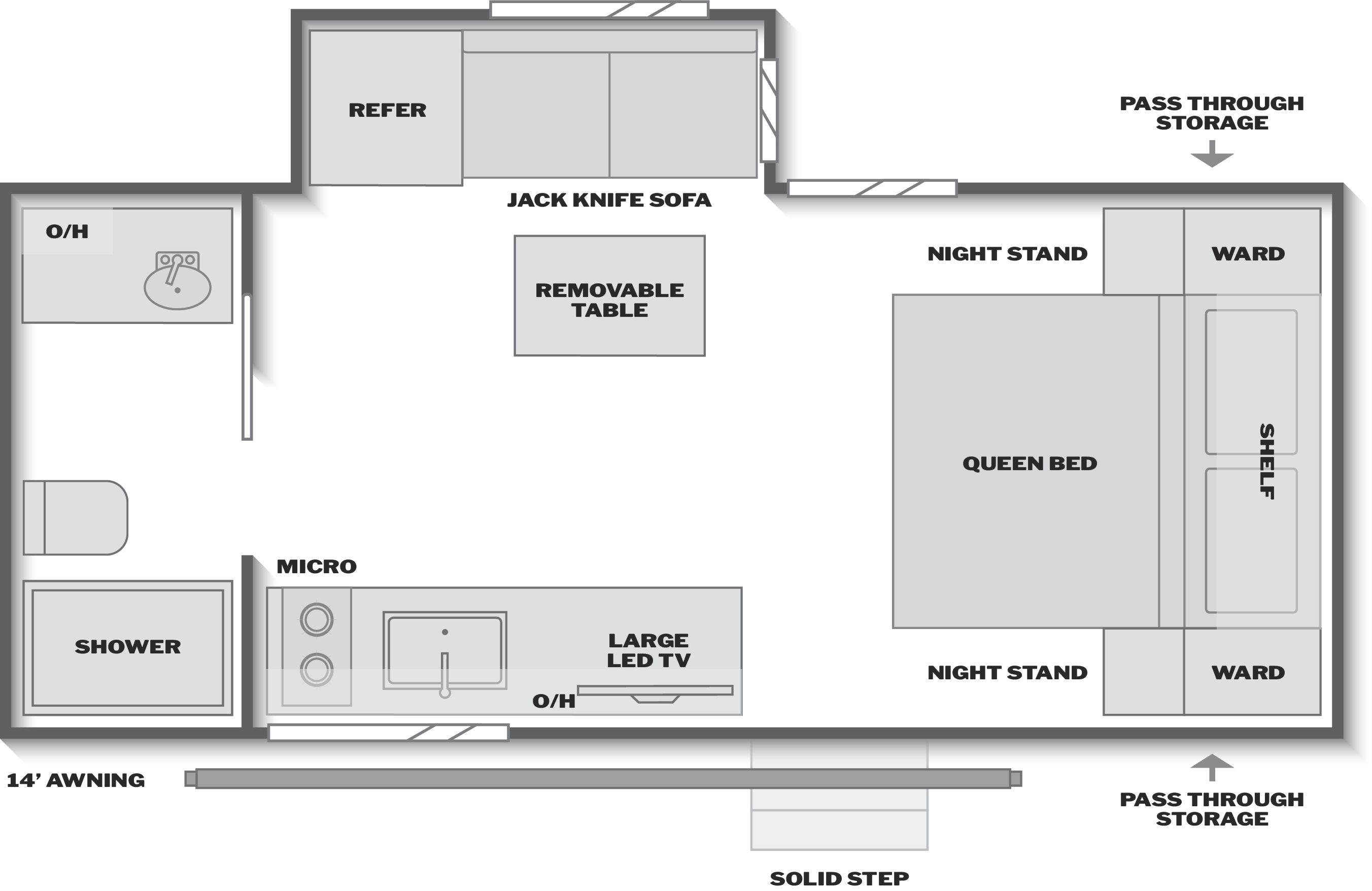 Floorplan of RV model 18RBC