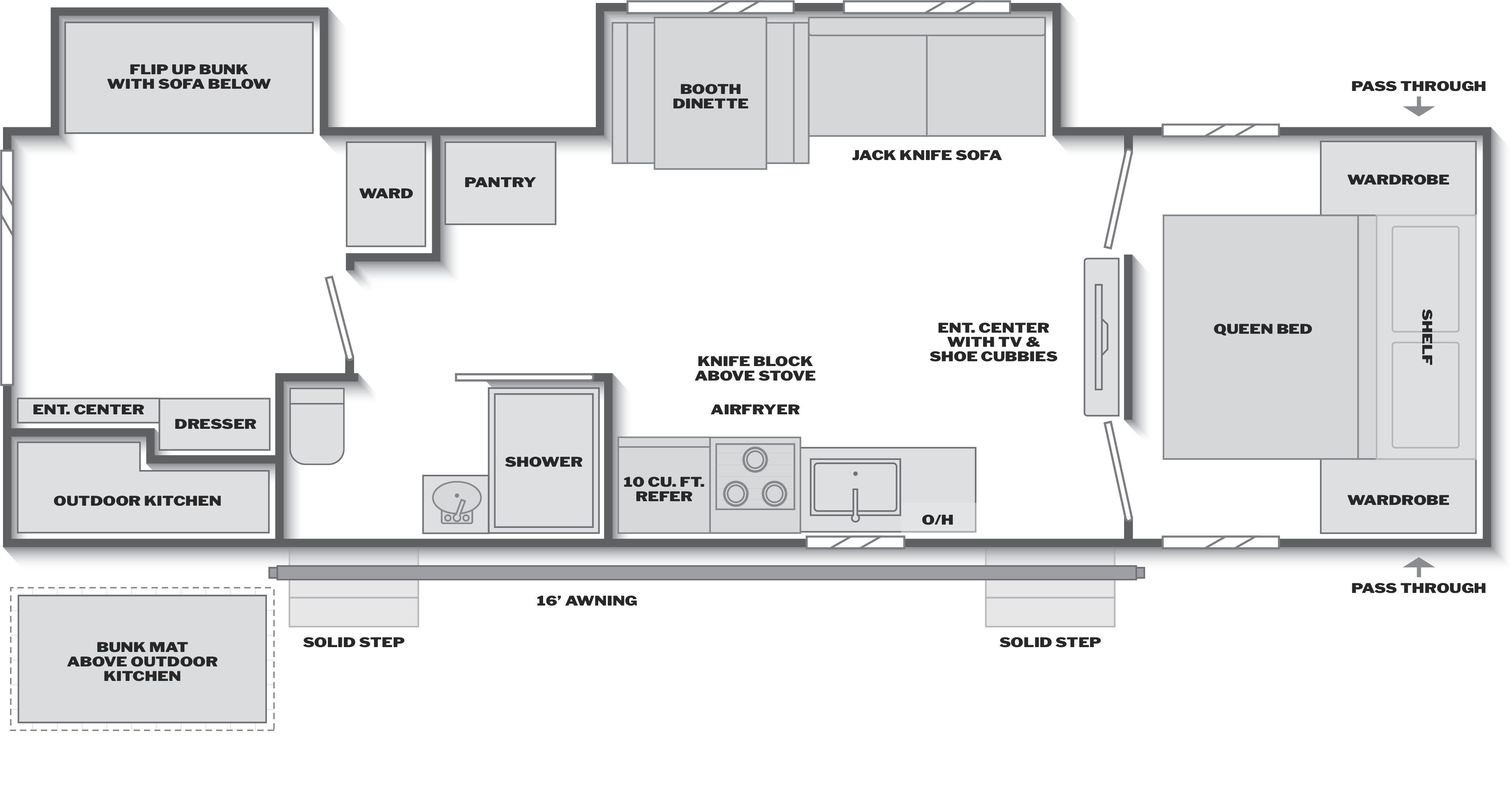 Floorplan of RV model 300BRS