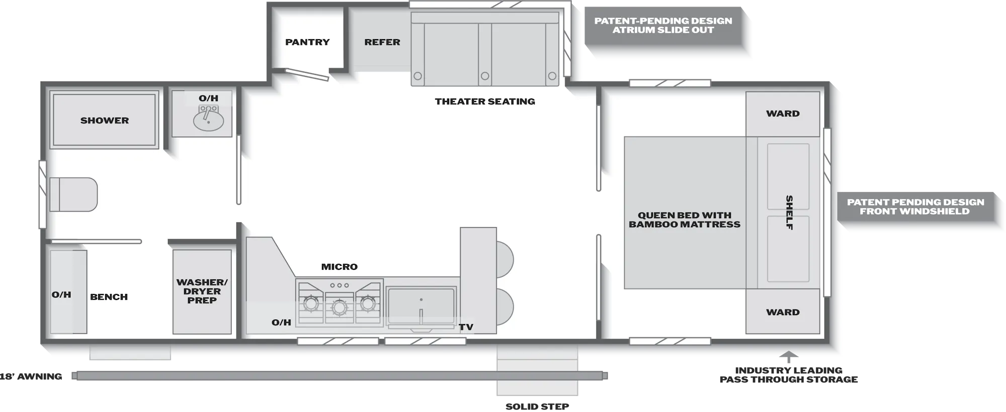 2027 Keystone Walkabout 25MAX floor plan diagram — Travel Trailer, sleeps 4