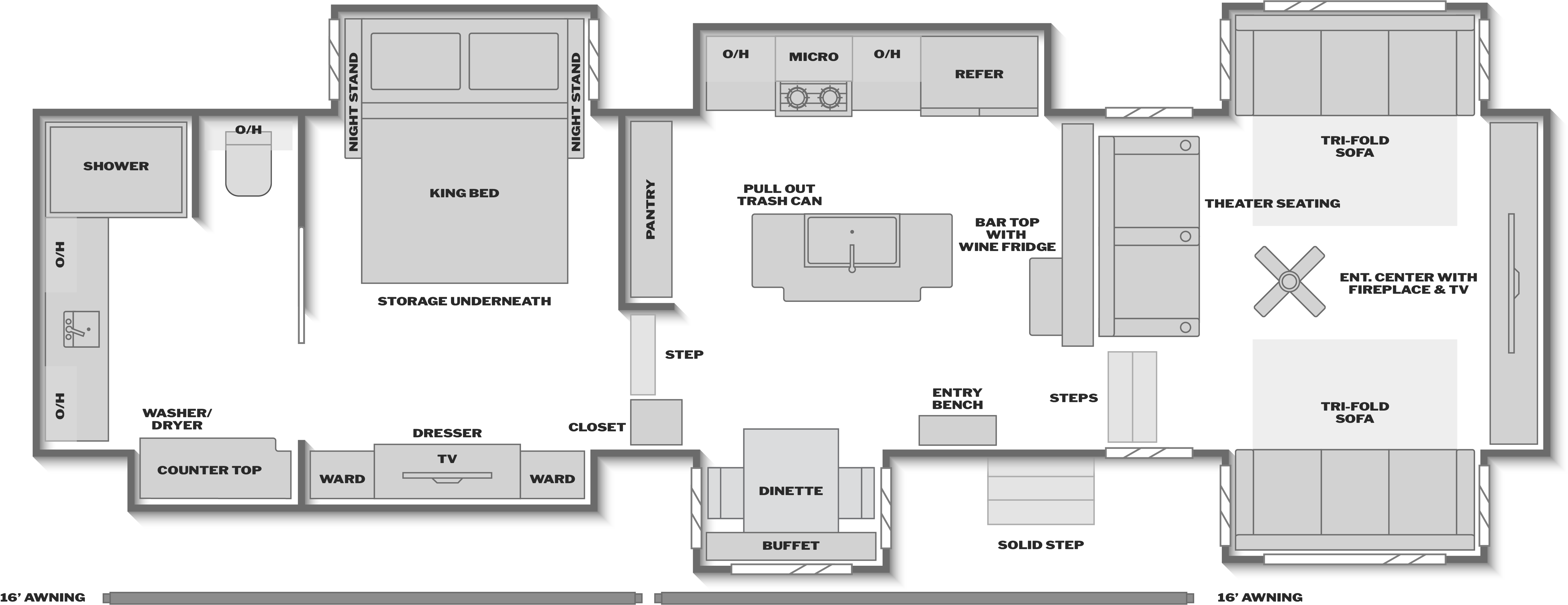 Floorplan of RV model 420FL