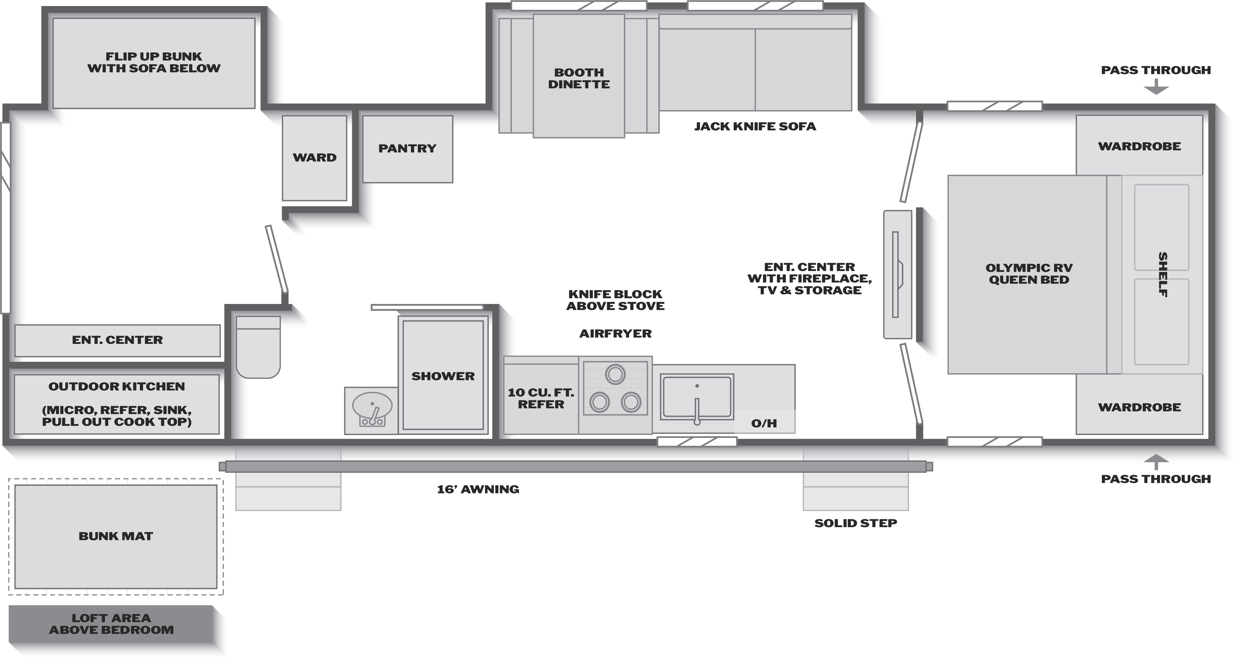 Floorplan of RV model 3000BRS