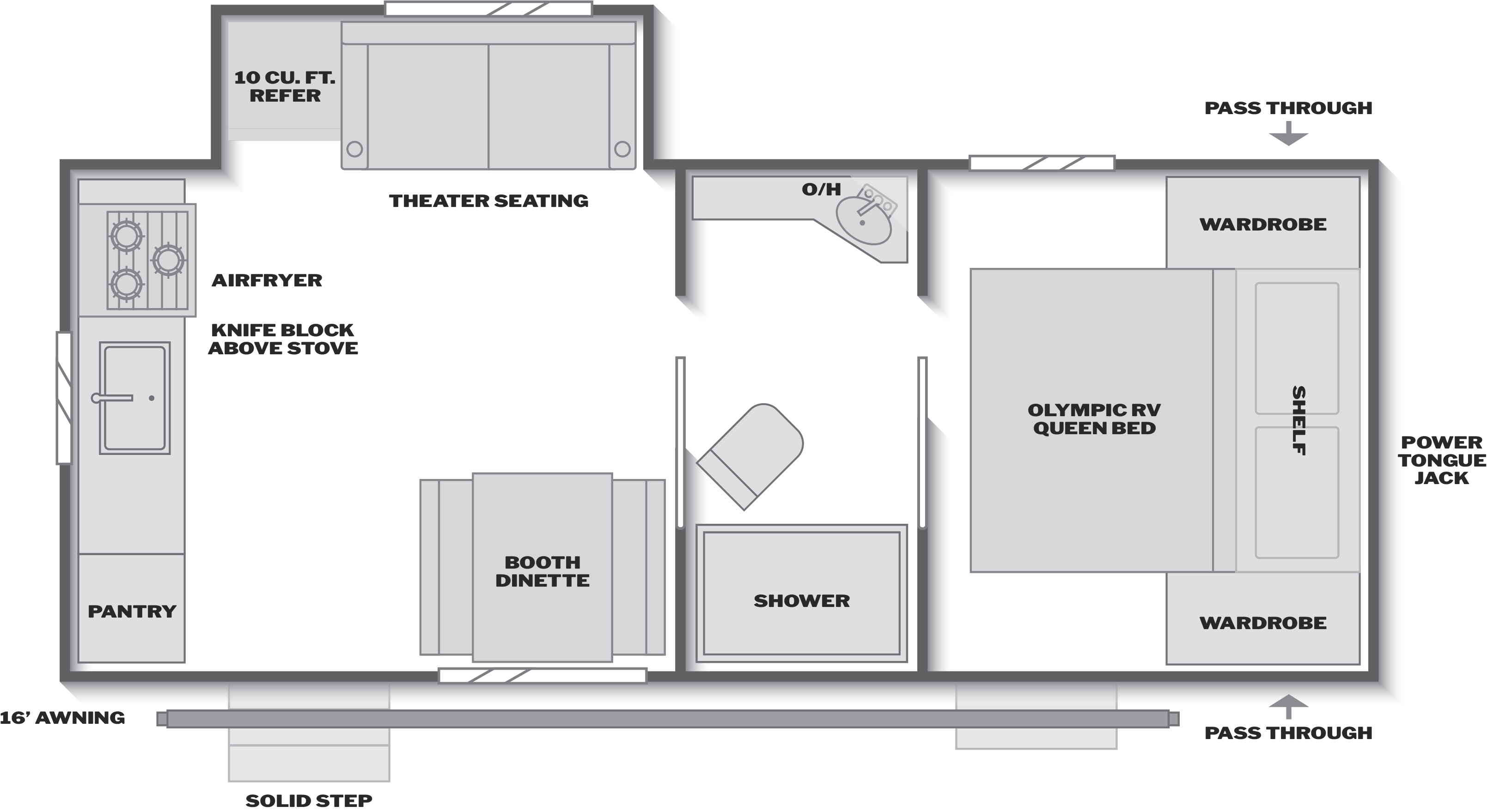 Floorplan of RV model 212RKSWE