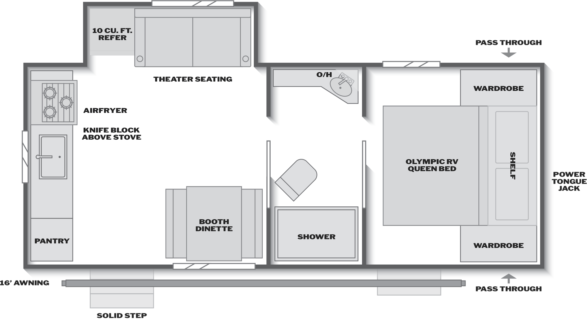 2026 Keystone Hideout 212RKSWE floor plan diagram — Rear Kitchen, sleeps 3