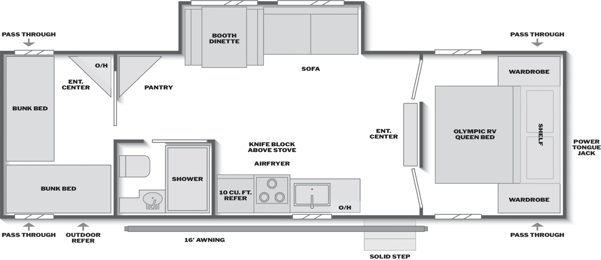 2027 Keystone Springdale 2880BRS floor plan diagram — Bunk House, sleeps 8
