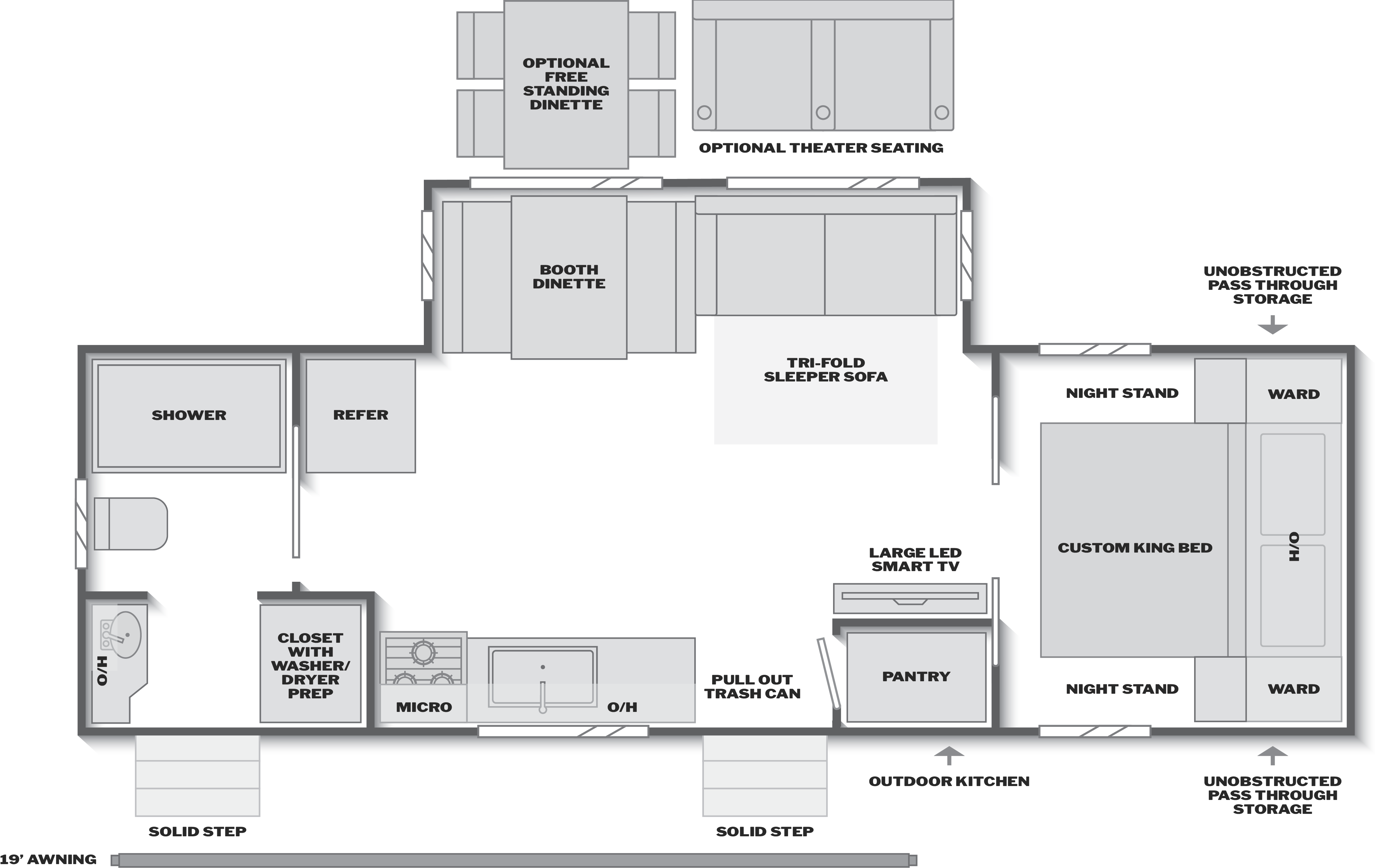 Floorplan of RV model 267MRB