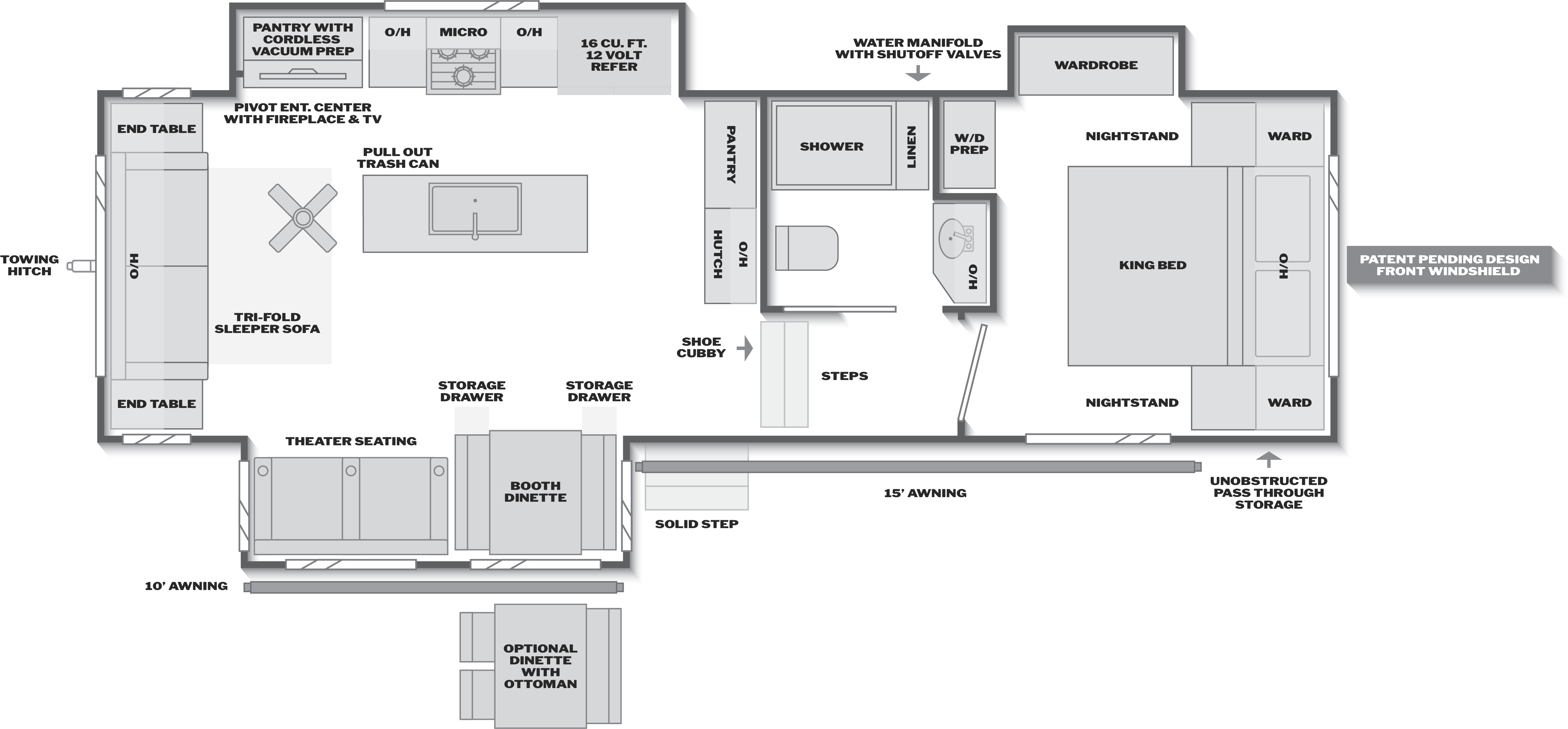 Floorplan of RV model 290RLS