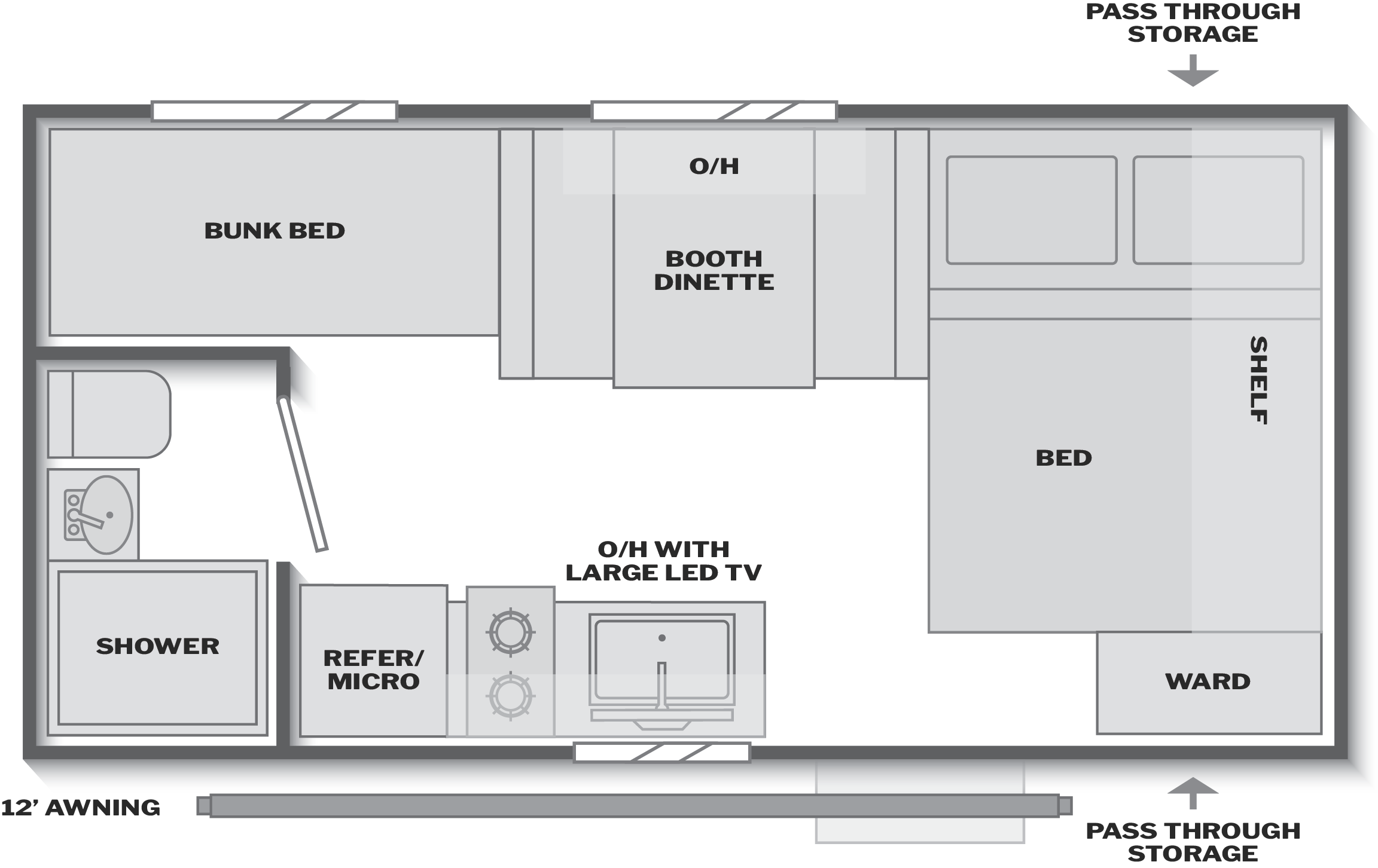 Floorplan of RV model 16BHC