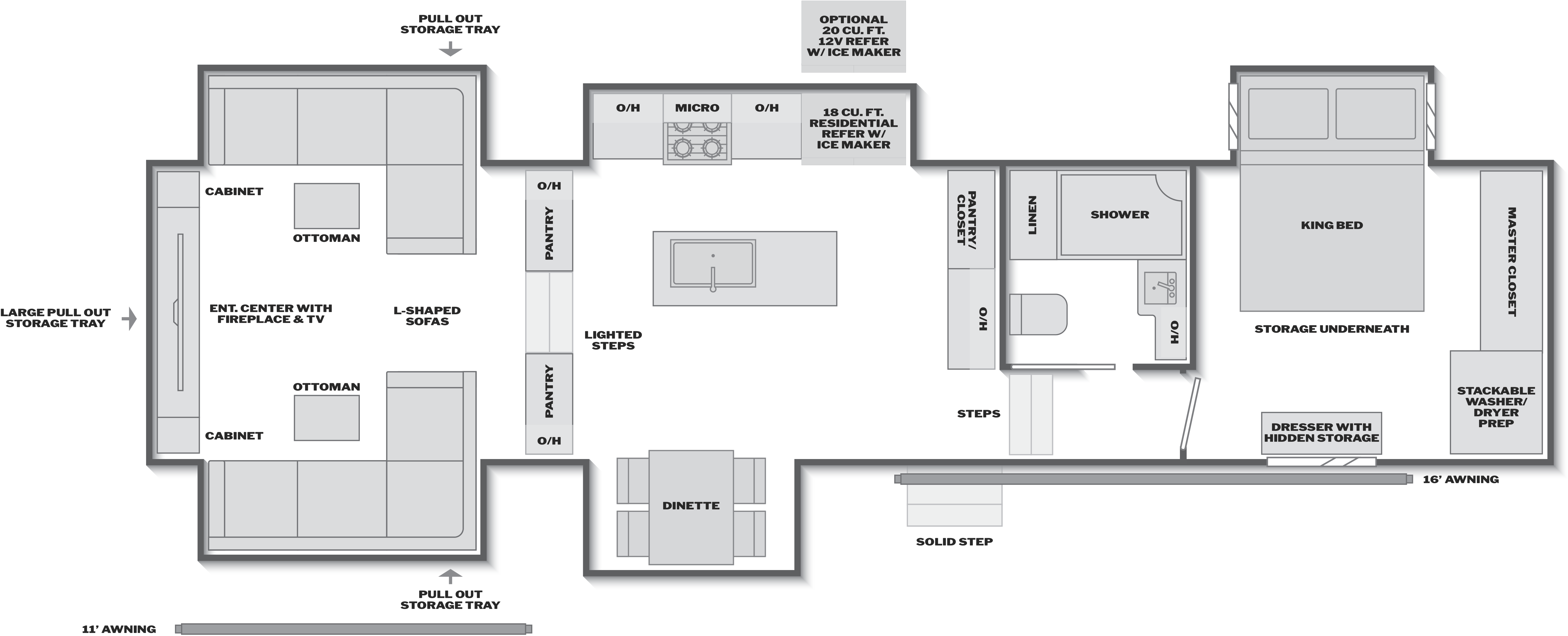 Floorplan of RV model 381DL