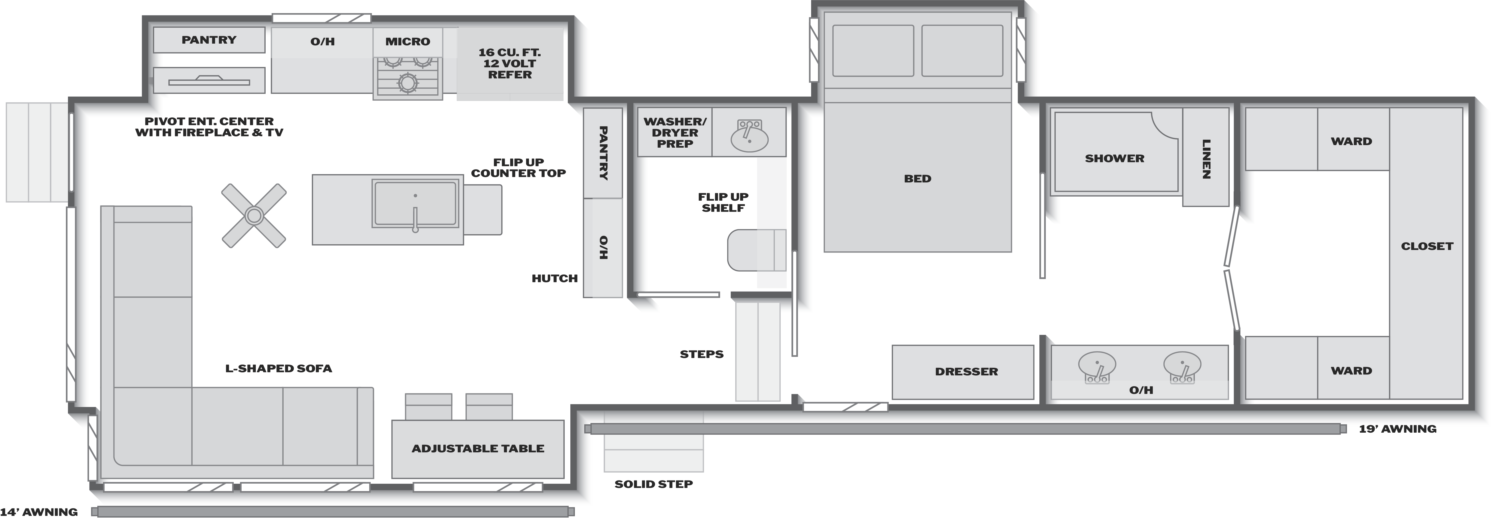 Floorplan of RV model 3640RLP