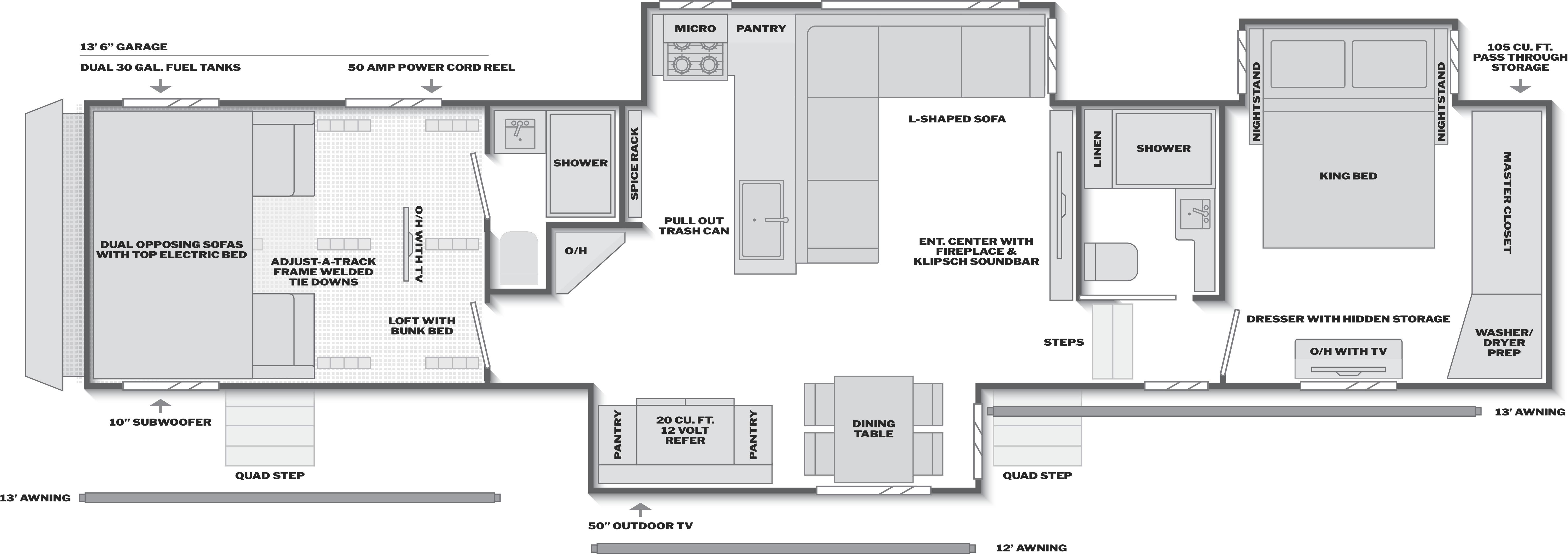 Floorplan of RV model 433