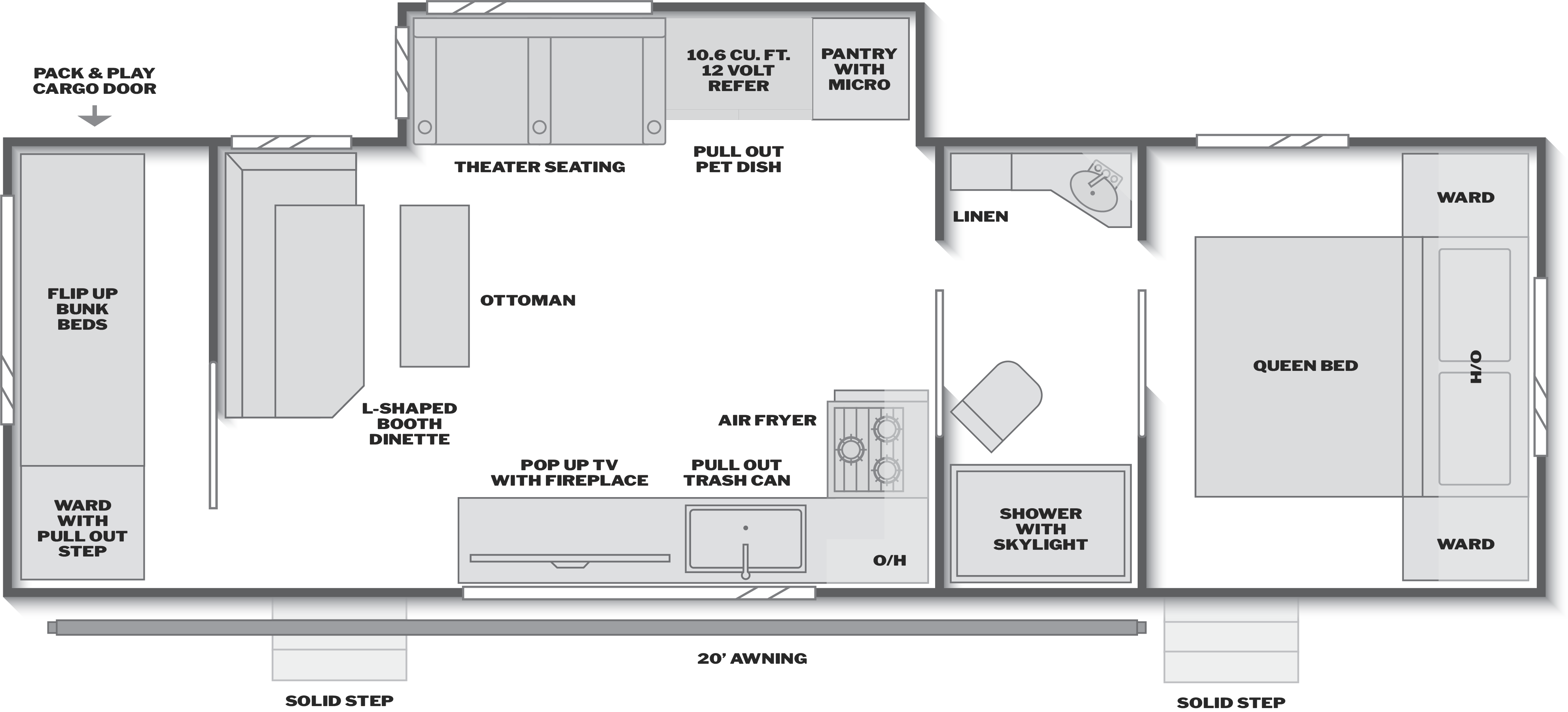 Floorplan of RV model 295BH
