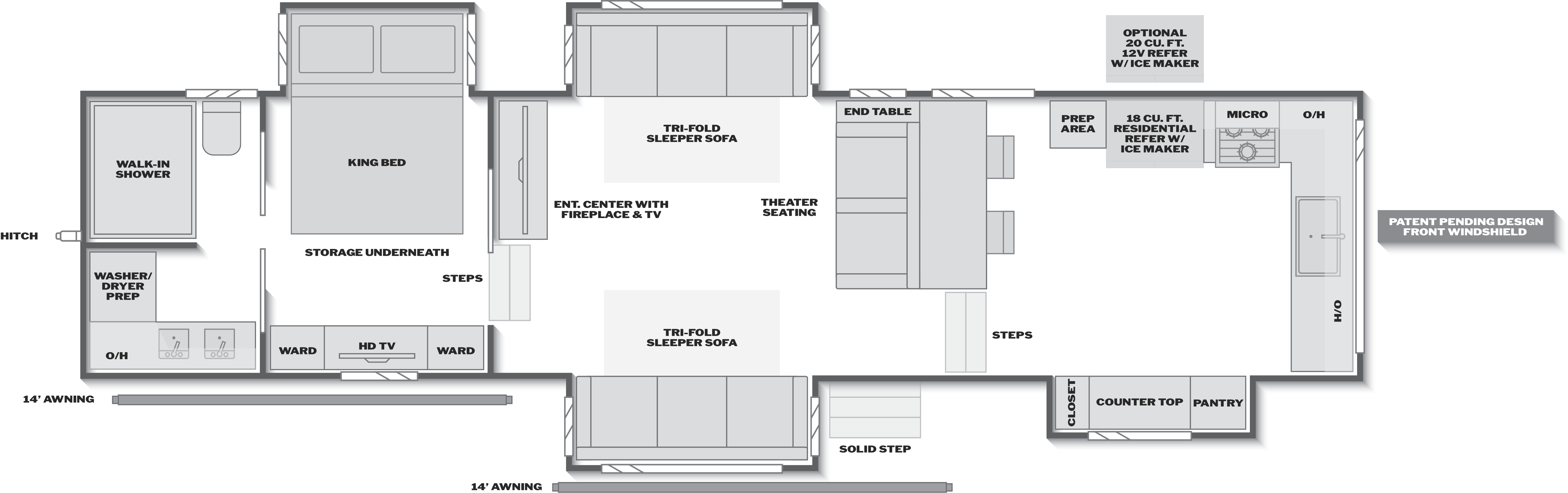 Floorplan of RV model 3820FK