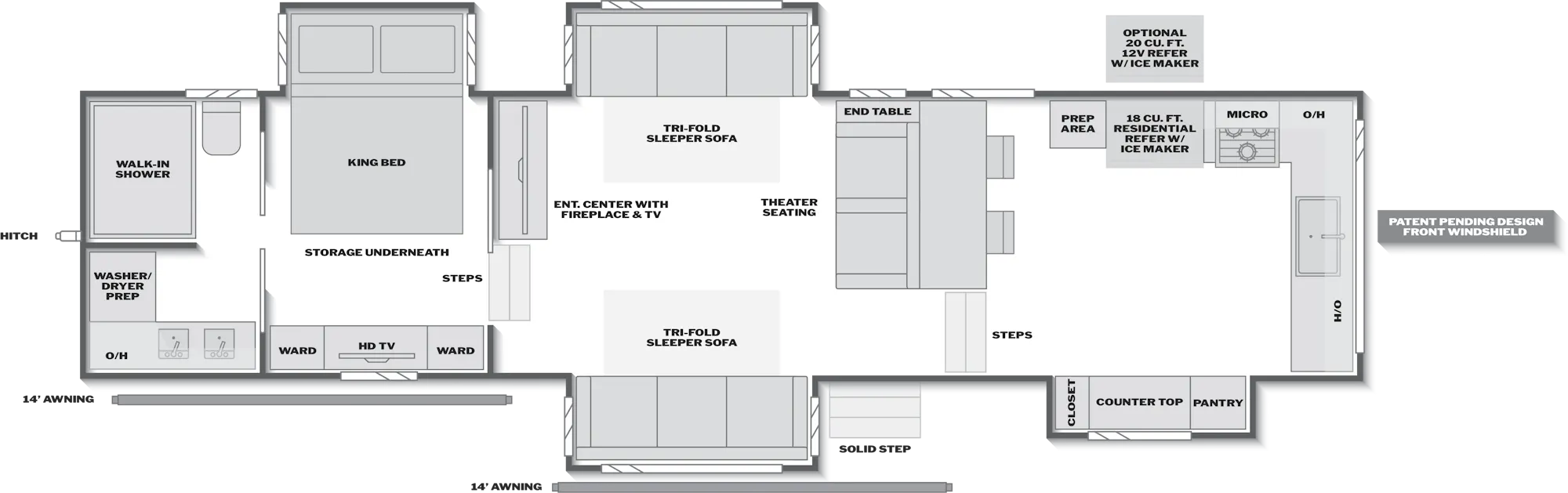2027 Keystone Alpine 3820FK floor plan diagram — Fifth Wheel, sleeps 6
