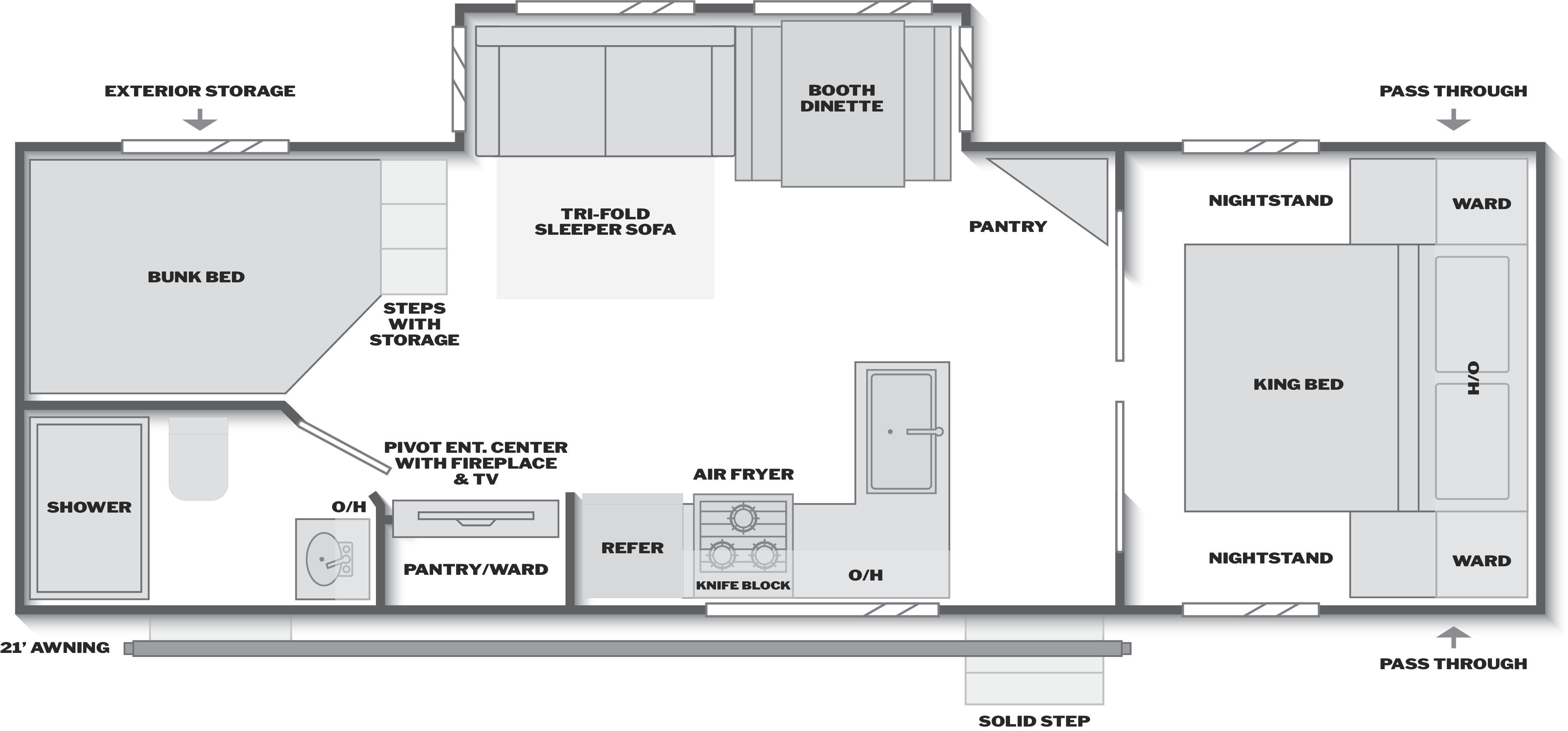 Floorplan of RV model 2900BH