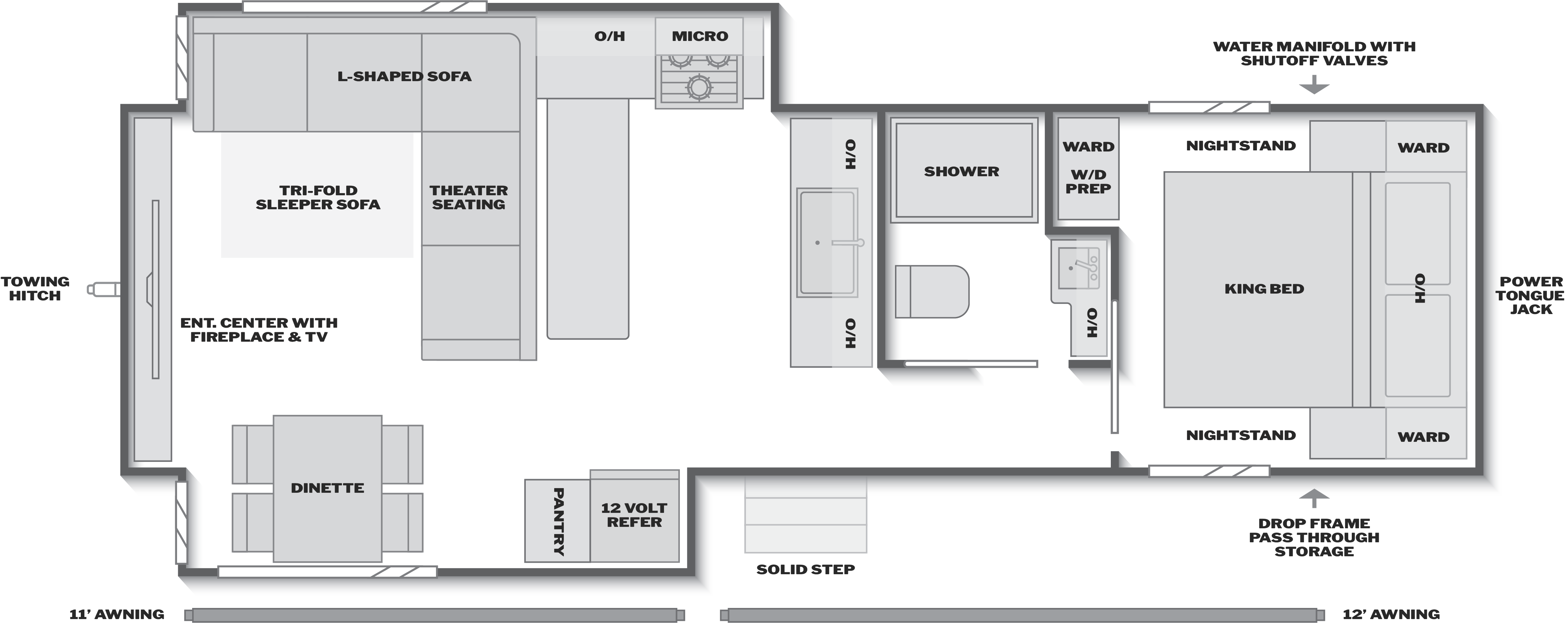Floorplan of RV model 29RDS