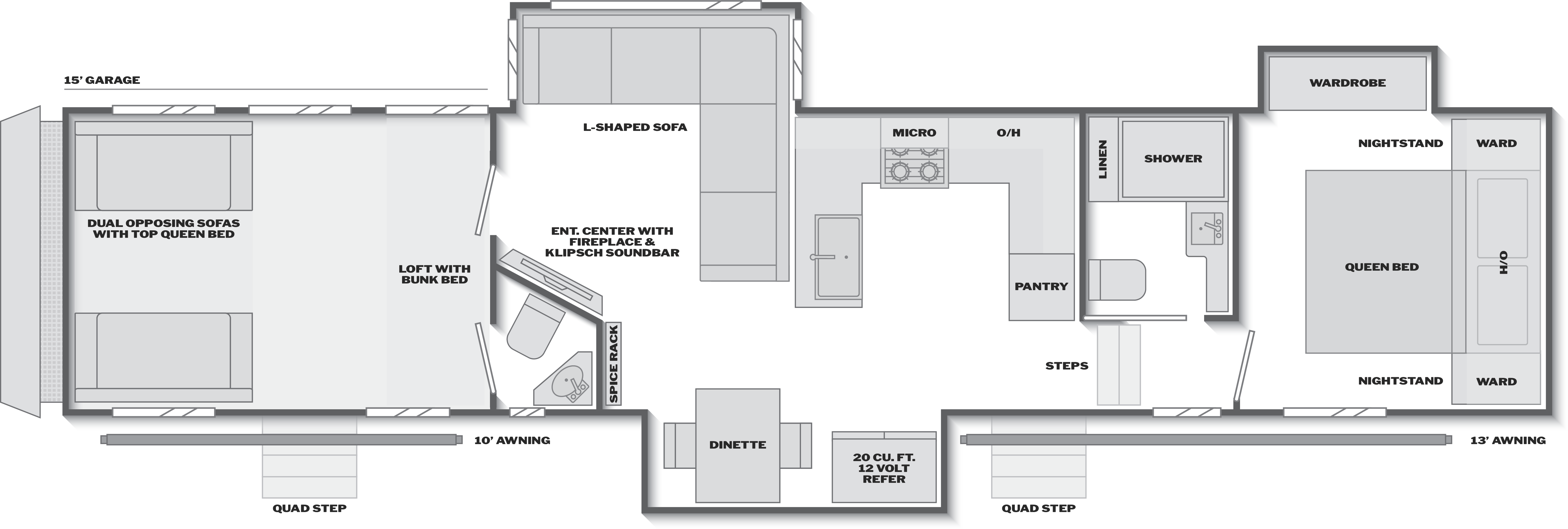 Floorplan of RV model 418