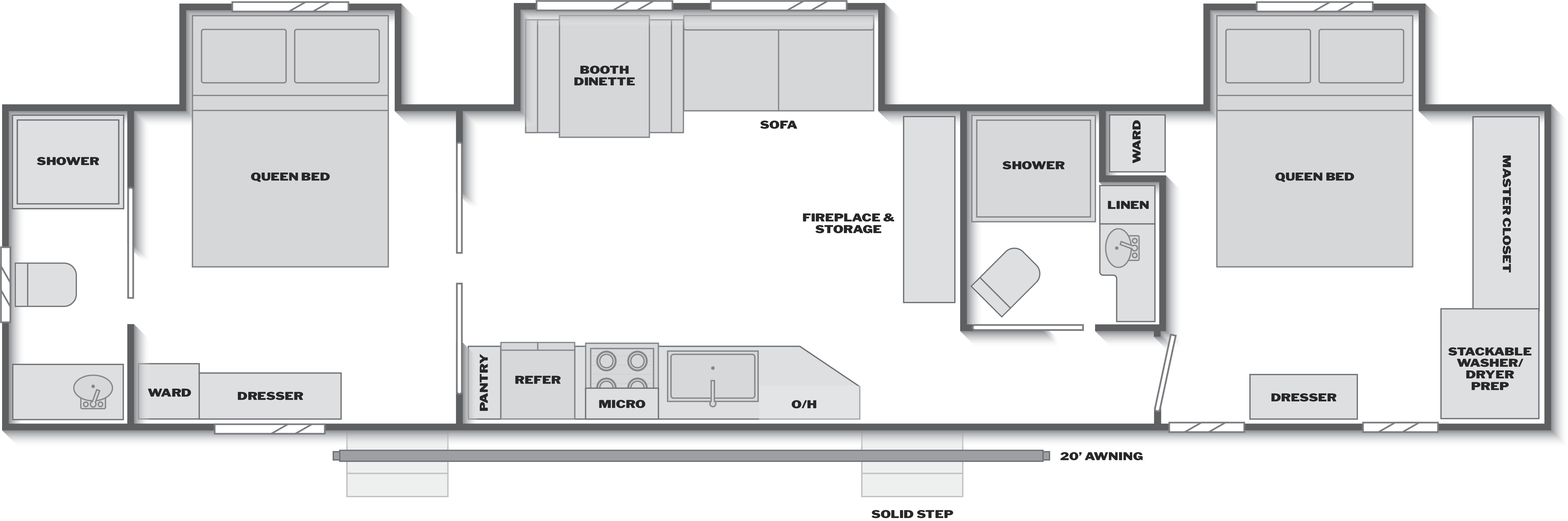 Floorplan of RV model 3800DBS