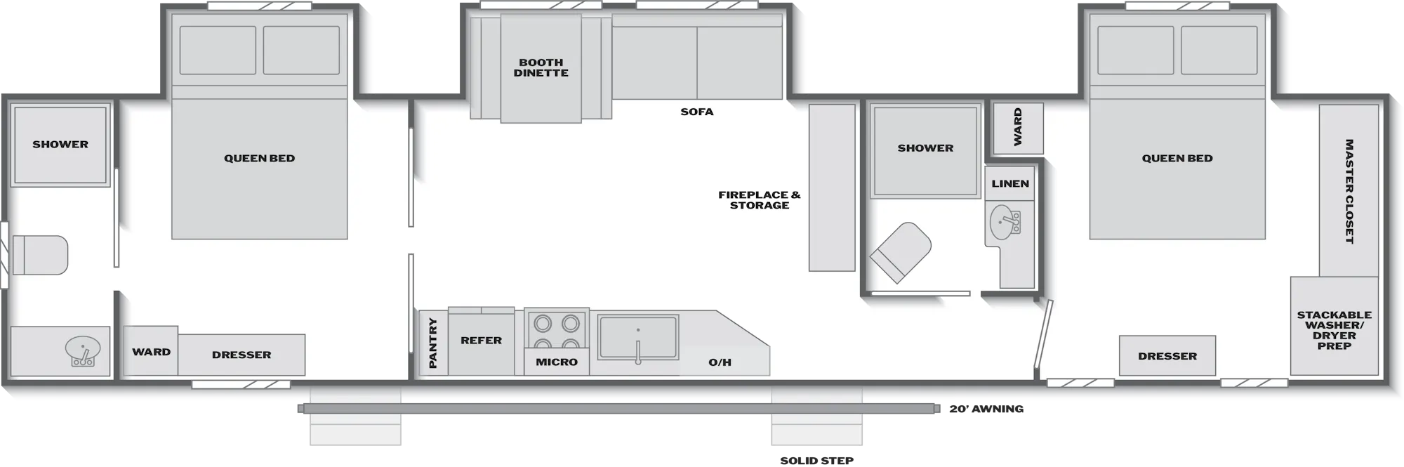 2027 Keystone Springdale 3800DBS floor plan diagram — Travel Trailer, sleeps 6