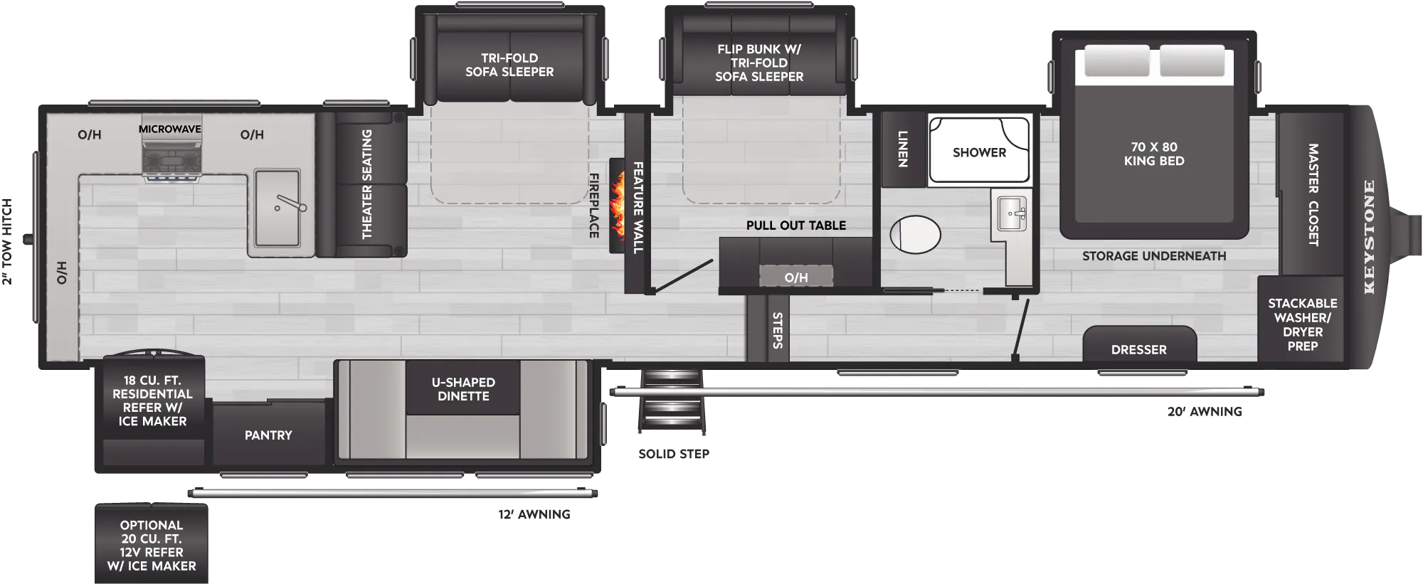 2027 Keystone Alpine Avalanche Edition 379MB floor plan diagram — Bunk House, sleeps 8