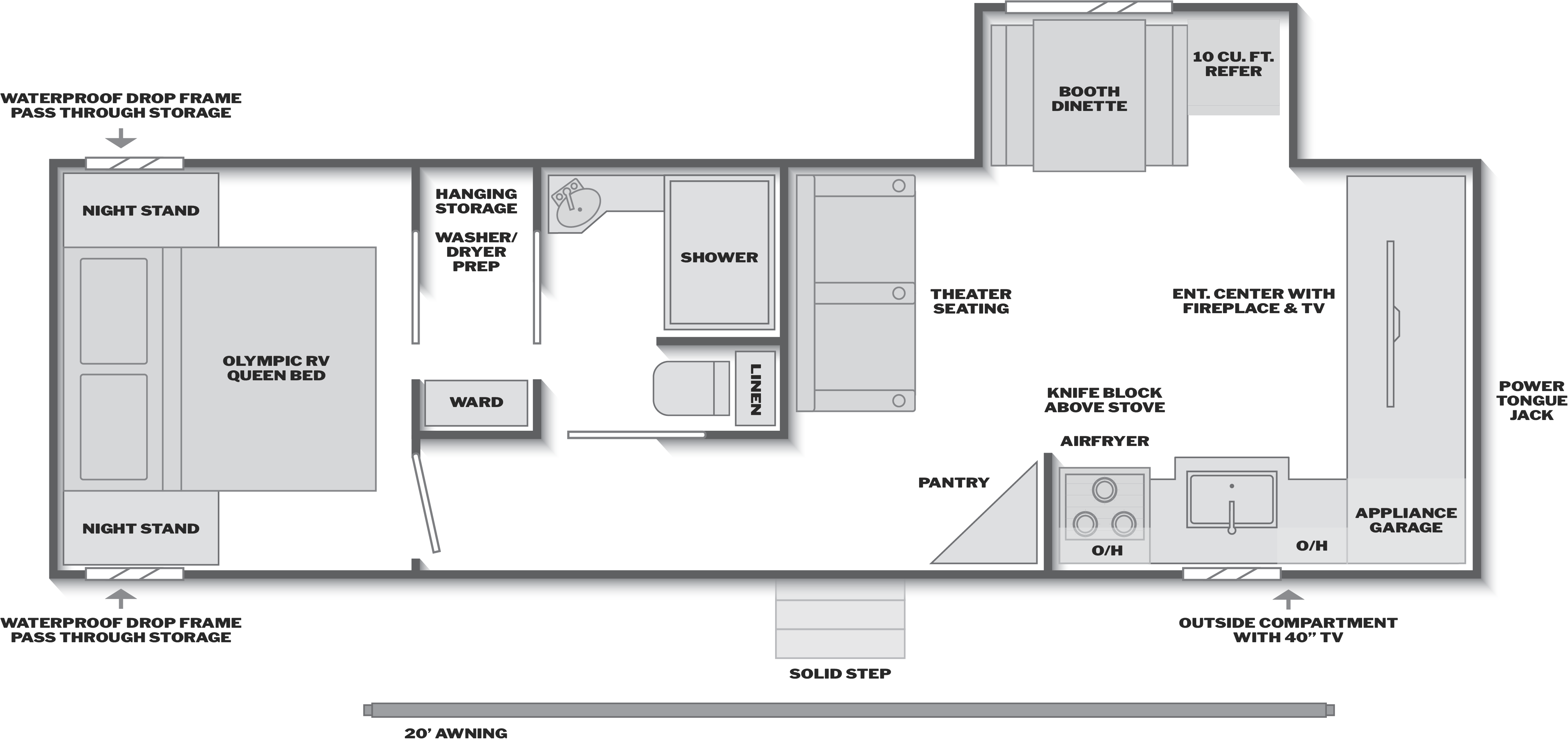 Floorplan of RV model 29HAVEN